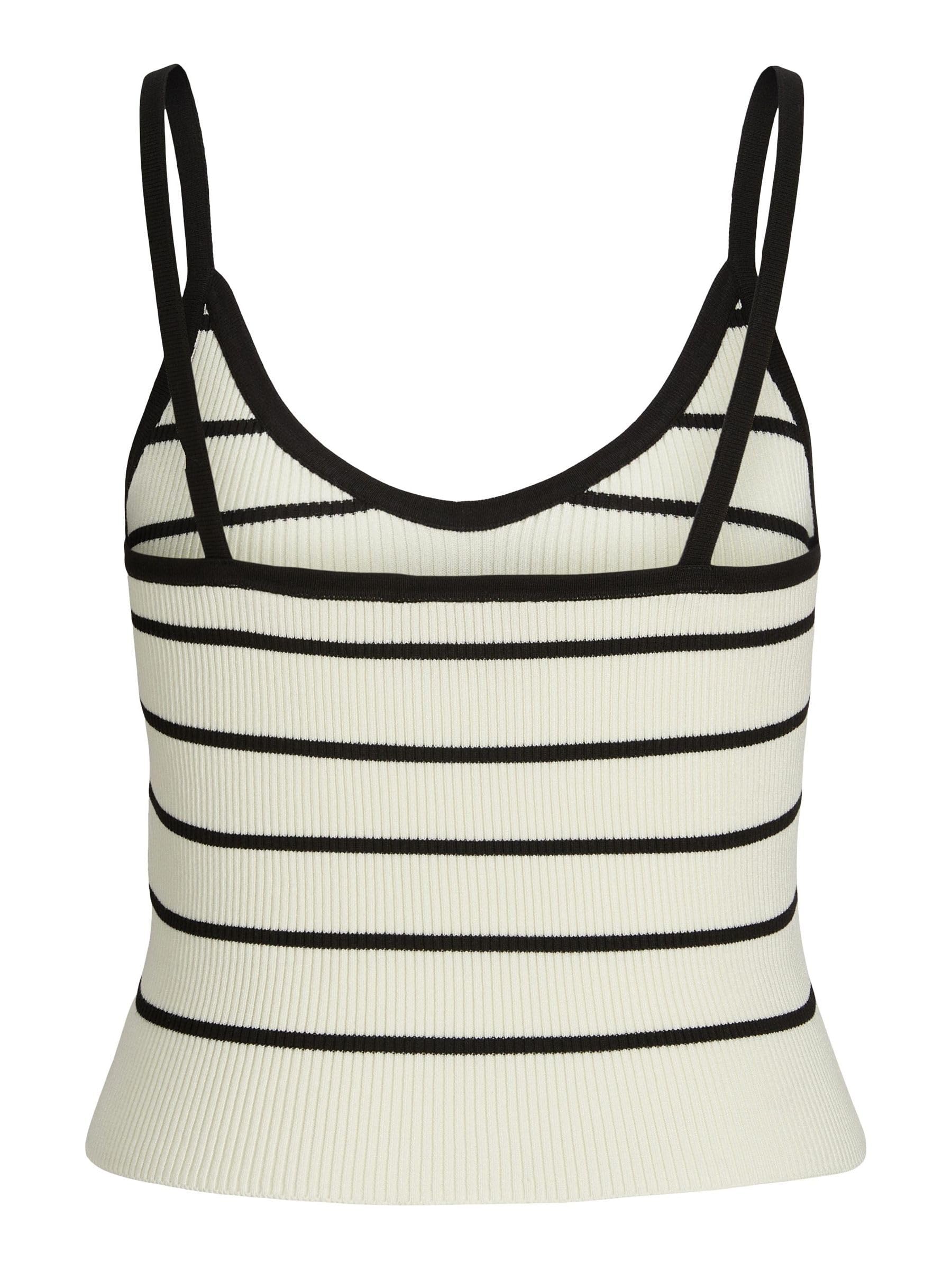 Jack & Jones Jxesther Tight Short Stripe Top Knit, kremowy, M
