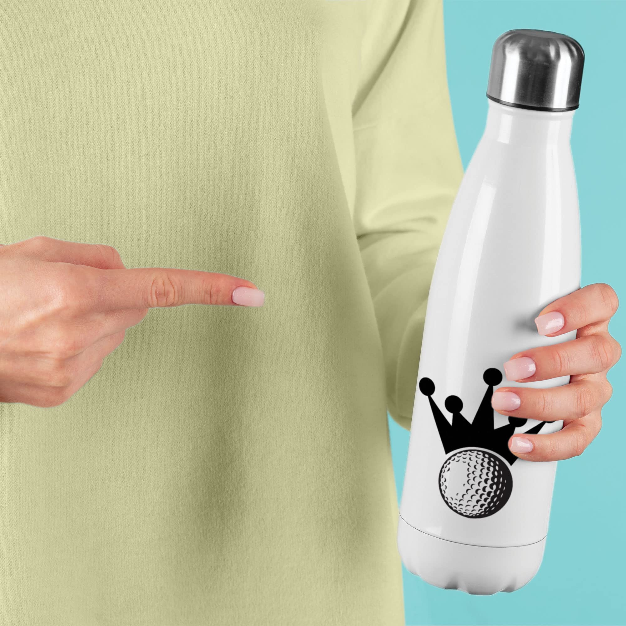Botella isotérmica blanca con diseño de corona Golf
