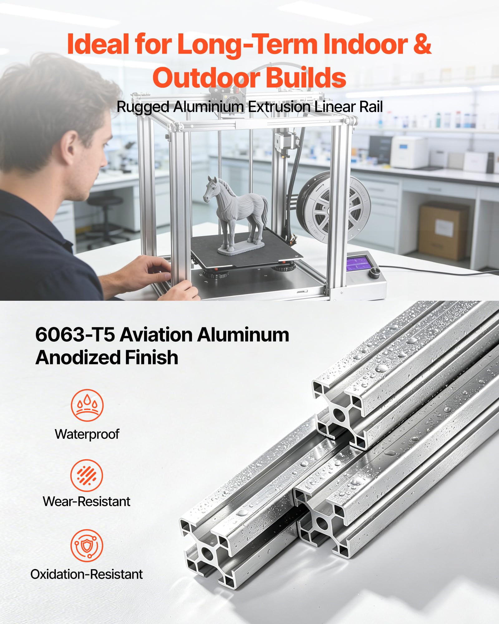 VEVOR 3030 Aluminium Profile 12 Stk. 2 m, Eloxierte T-Nut-Aluprofile nach EU-Standard, Hochfestes Strangpressprofil, Aluminiumschiene für 3D-Druckerteile, CNC-DIY-Werkbänke und Montage, Silber