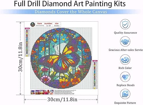 Miniatura 4 de RYMILIE Kits de pintura de diamantes para adultos, flores de mariposa, kit de arte de diamantes 5D, pintura de puntos de diamante con diamantes,
