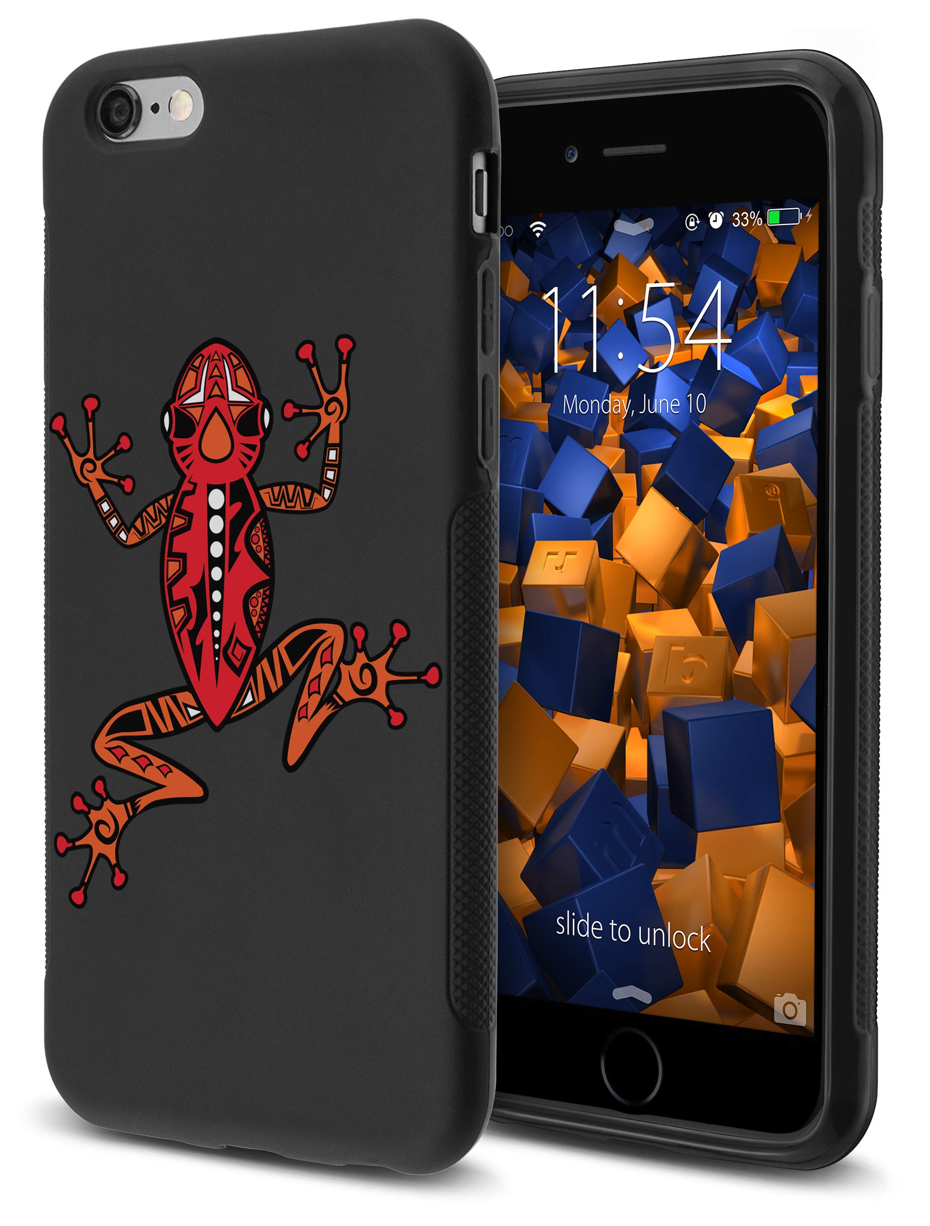 Claus GmbH mumbi Case Compatible with iPhone 6 / 6S Mobile Phone Case Double Grip with Frog Motif Black, Frog Black