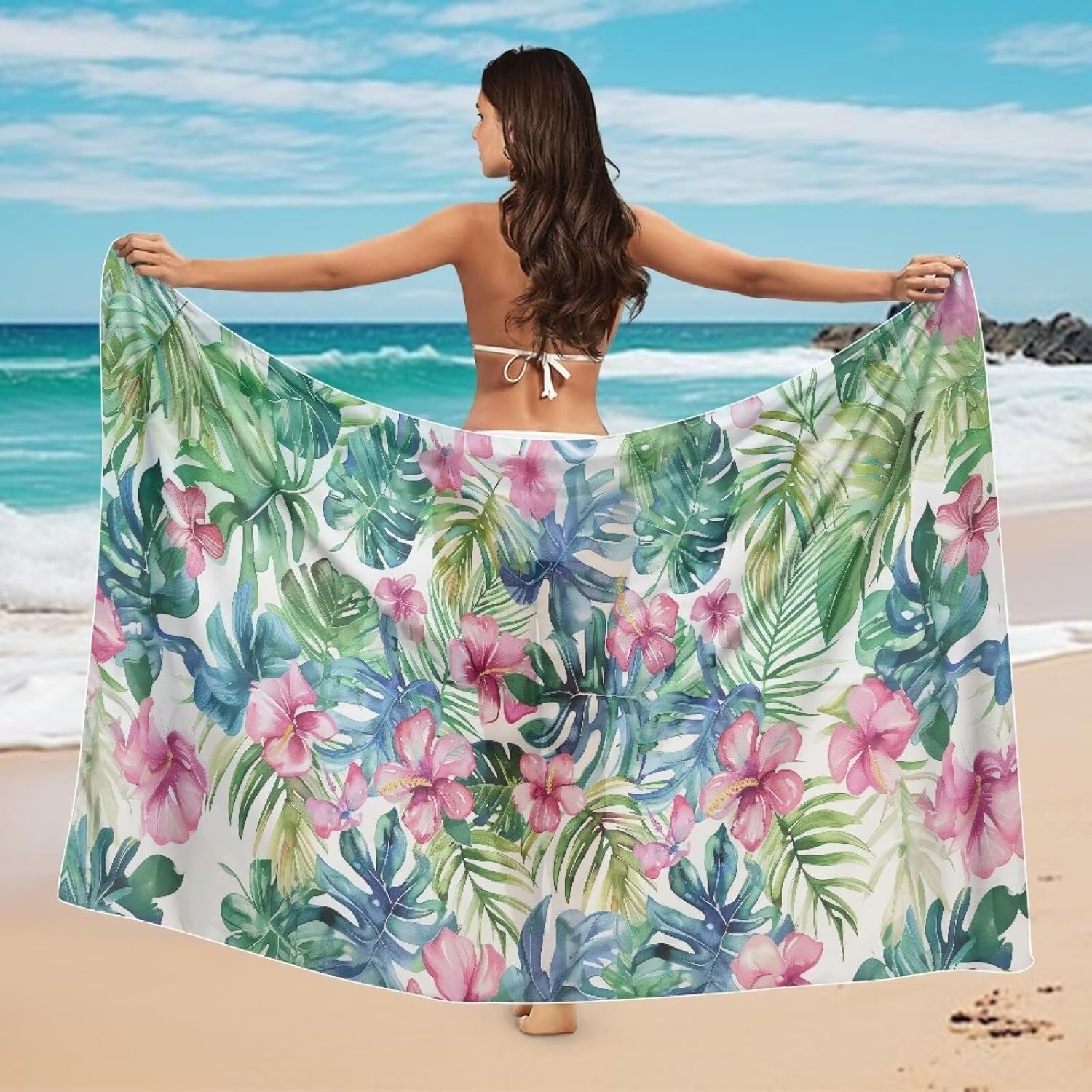 Swimsuit Coverup for Women Semi-Sheer Chiffon Sarong Bikini Wrap Skirt Lightweight Bathing Suit Cover Up - Image 4