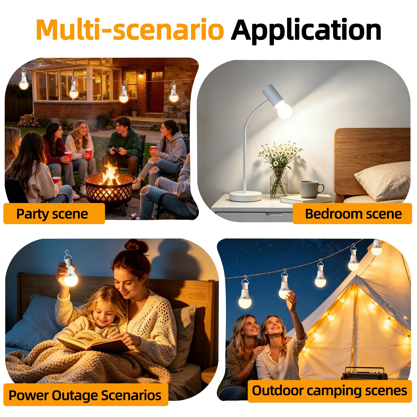 2600mAh Bombilla Recargable con Mando, 7W 3 Color Regulable & Timer, USB E27 Exteriores Luz de Emergencia Acampar Portátil con Gancho, LED Linterna de Camping para Tienda, 1 Piezas — view 7