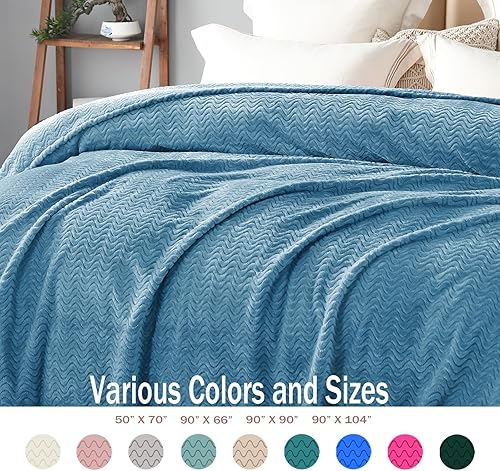 Miniatura 3 de Exclusivo Mezcla Soft Fleece Throw Blanket for Couch, Cozy Lightweight Blankets with Decorative Wave Textured Suitable for All Season Use, Slate
