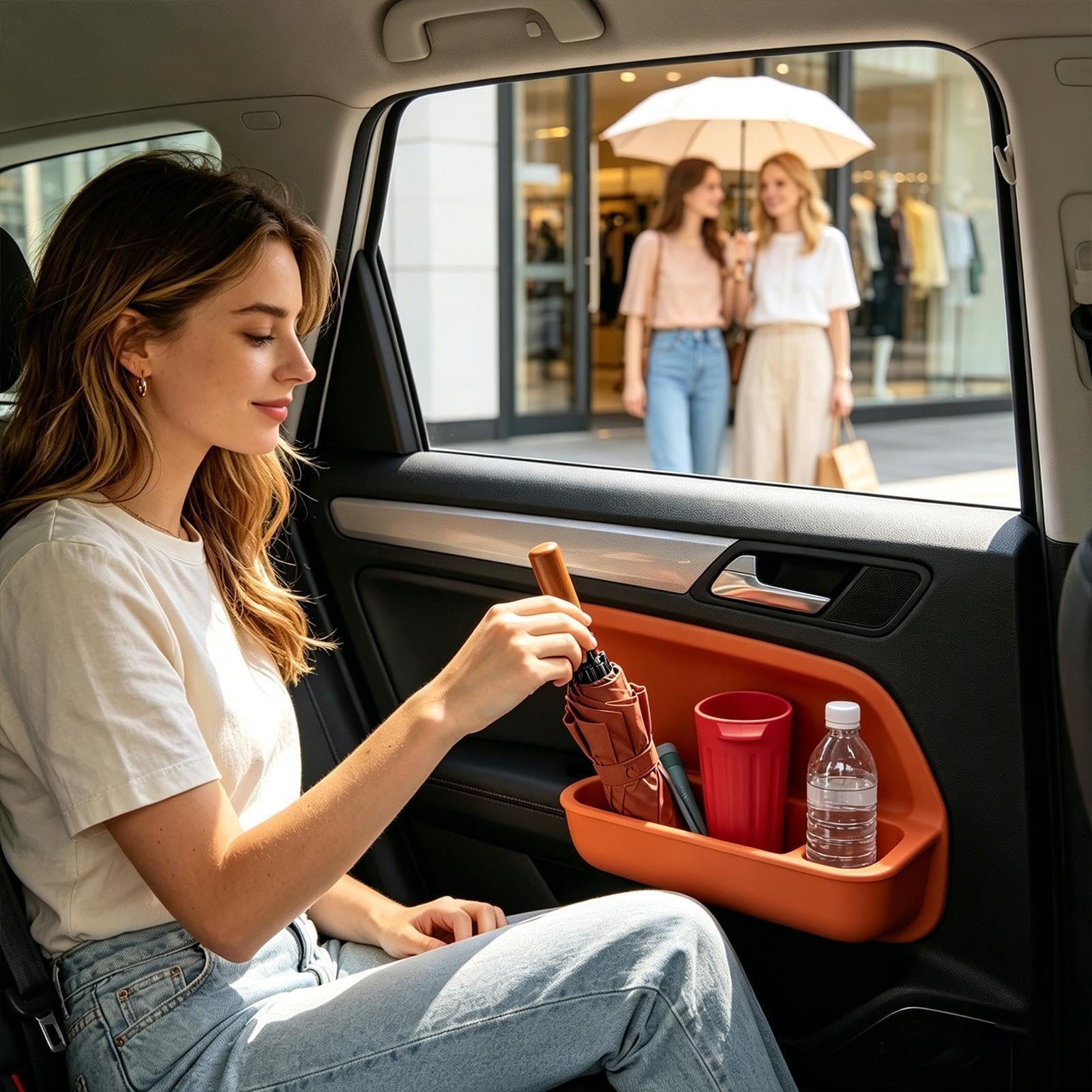 Auto Mülleimer Silikon Rutschfest Anti-Rüttel Klein | Tür Abfalleimer als Auto Zubehör für LKW SUV Limousine Kombi Fahrzeug Innenraum Mittelkonsole Getränkehalter Reise Roadtrip