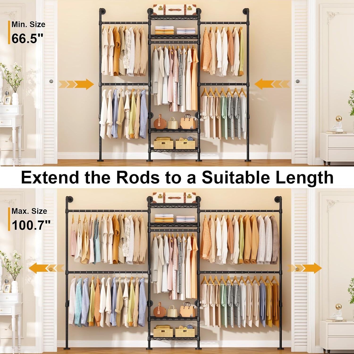 ULIFHOME M7 Wall-Mounted Clothes Rack, Heavy-Duty Garment Closet System