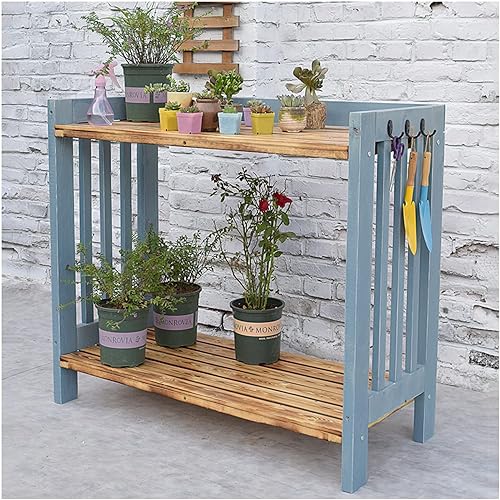 Banco de madera para macetas de jardín, banco de trabajo de jardín, estante abierto, para decorar plantas, jardinería, estación de trabajo para