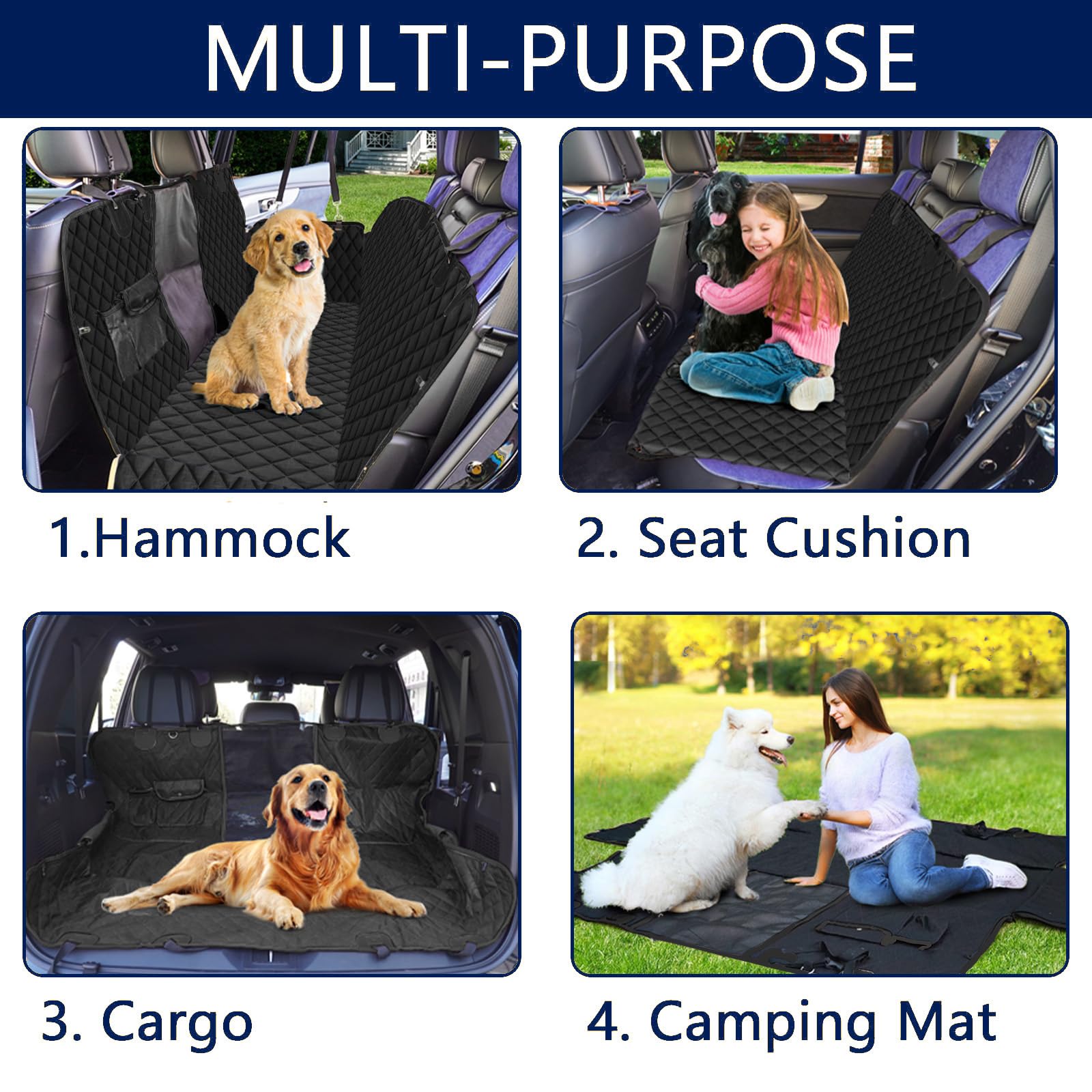 fidozen Coprisedile impermeabile per cani per sedile posteriore, grande amaca e protezione per porta con cintura inclusa, coperta per animali domestici, letto, trasportino e accessorio da viaggio per