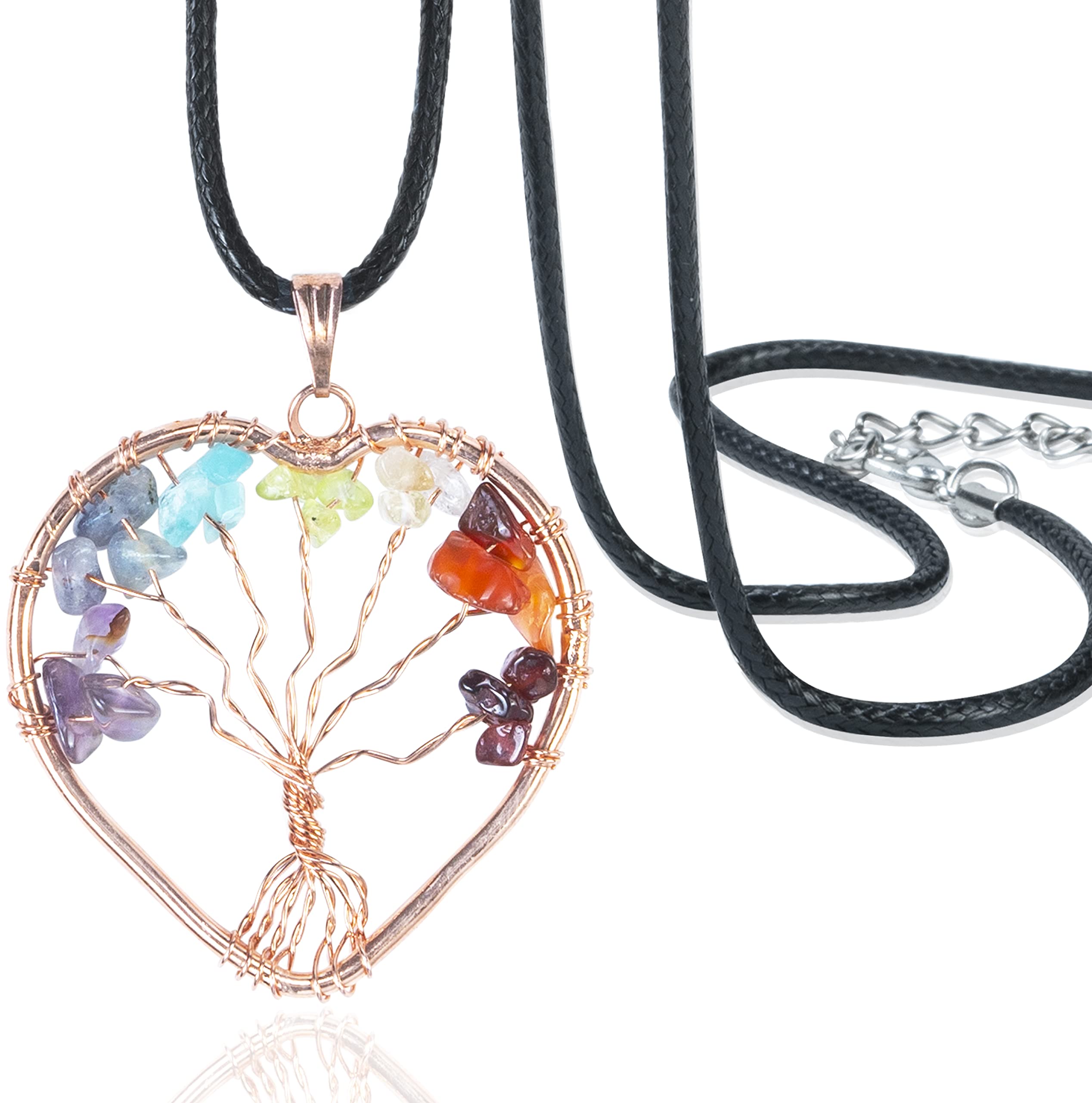 Tree of Life Pendant with Chain – Natural Seven Chakra Gemstones for Healing | Feng Shui Pendant for Men and Women & Friends-image-21