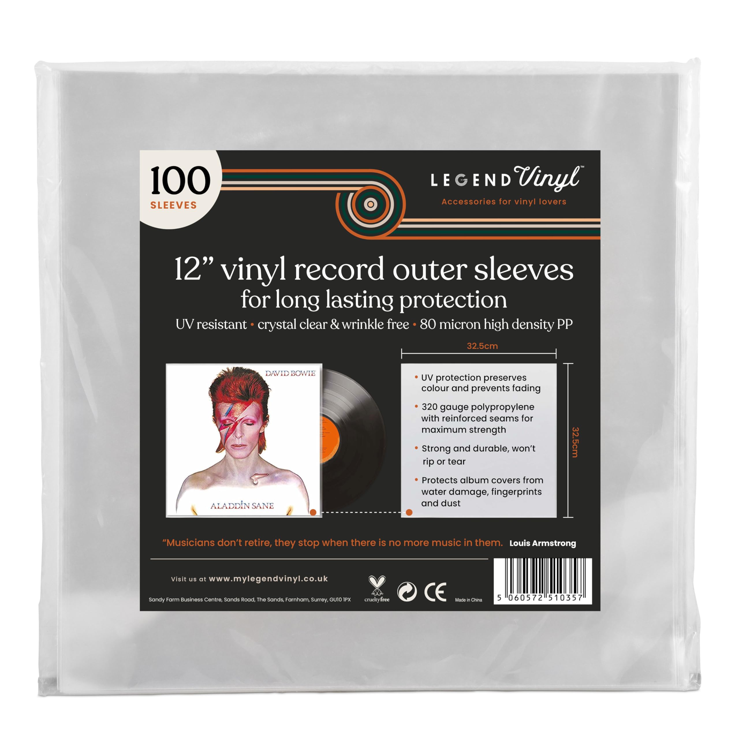 Packung mit 100x12" äußeren Vinylhüllen 33 U/min – kristallklare, faltenfreie und langlebige Schallplattenhüllen stoppt das Verblassen – passend für die meisten Gatefolds und Doppel-LPs