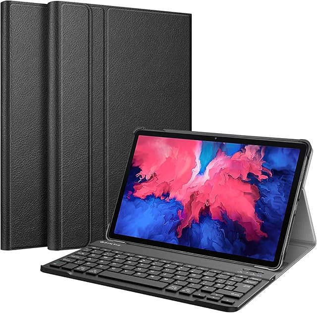 FINTIE Keyboard Case Compatible with Lenovo P11 / P11 Plus (Model TB-J606F/TB-J606L/TB-J616F) 11 Inch, Slim Stand Cover with Magnetically Detachable Wireless Bluetooth Keyboard (UK Layout), Black