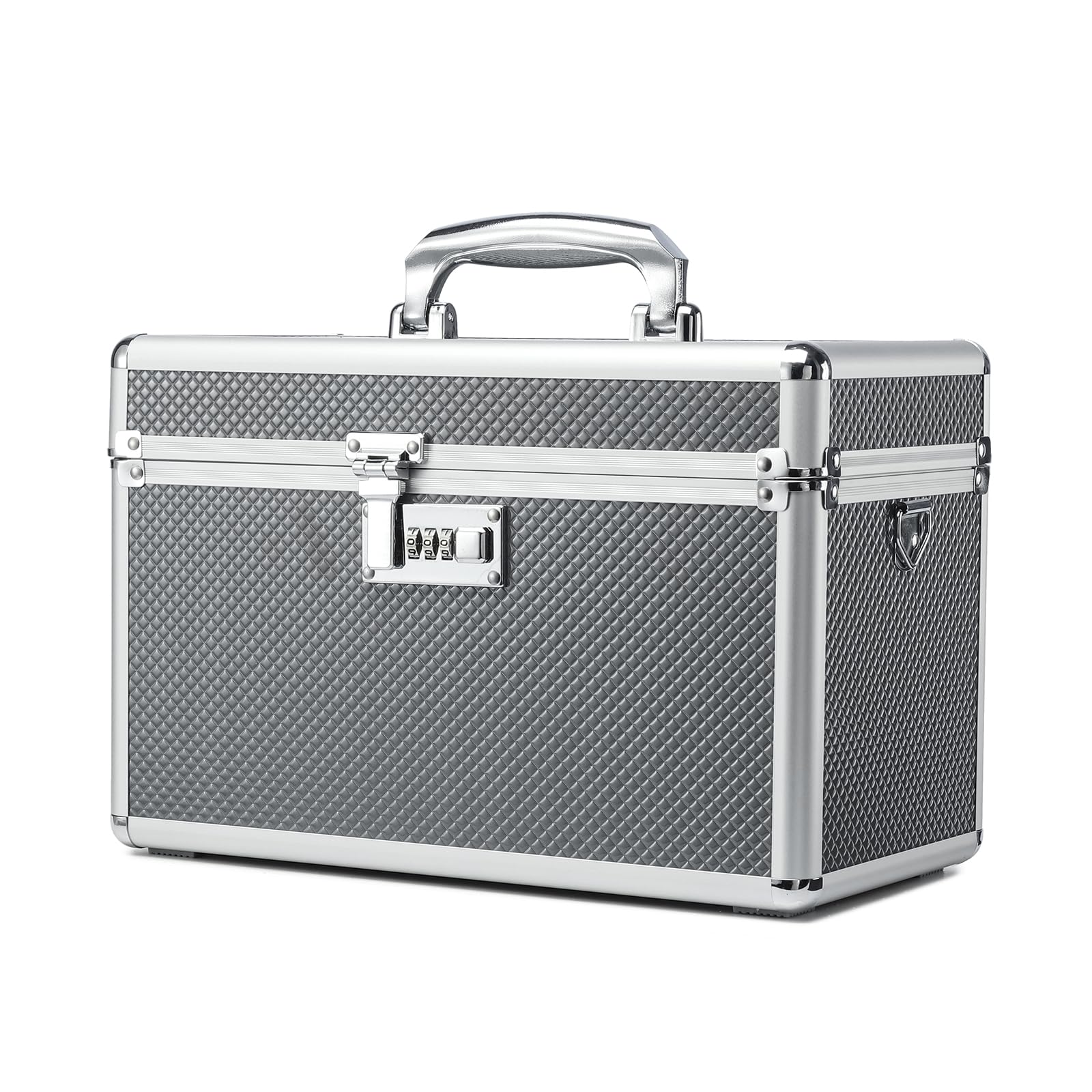 Hewei Works Gray Storage Box With Combination Lock, Lockable Medicine Storage Box, Security Lock Box, Portable Multipurpose Box For Home And Outdoor (, Large)