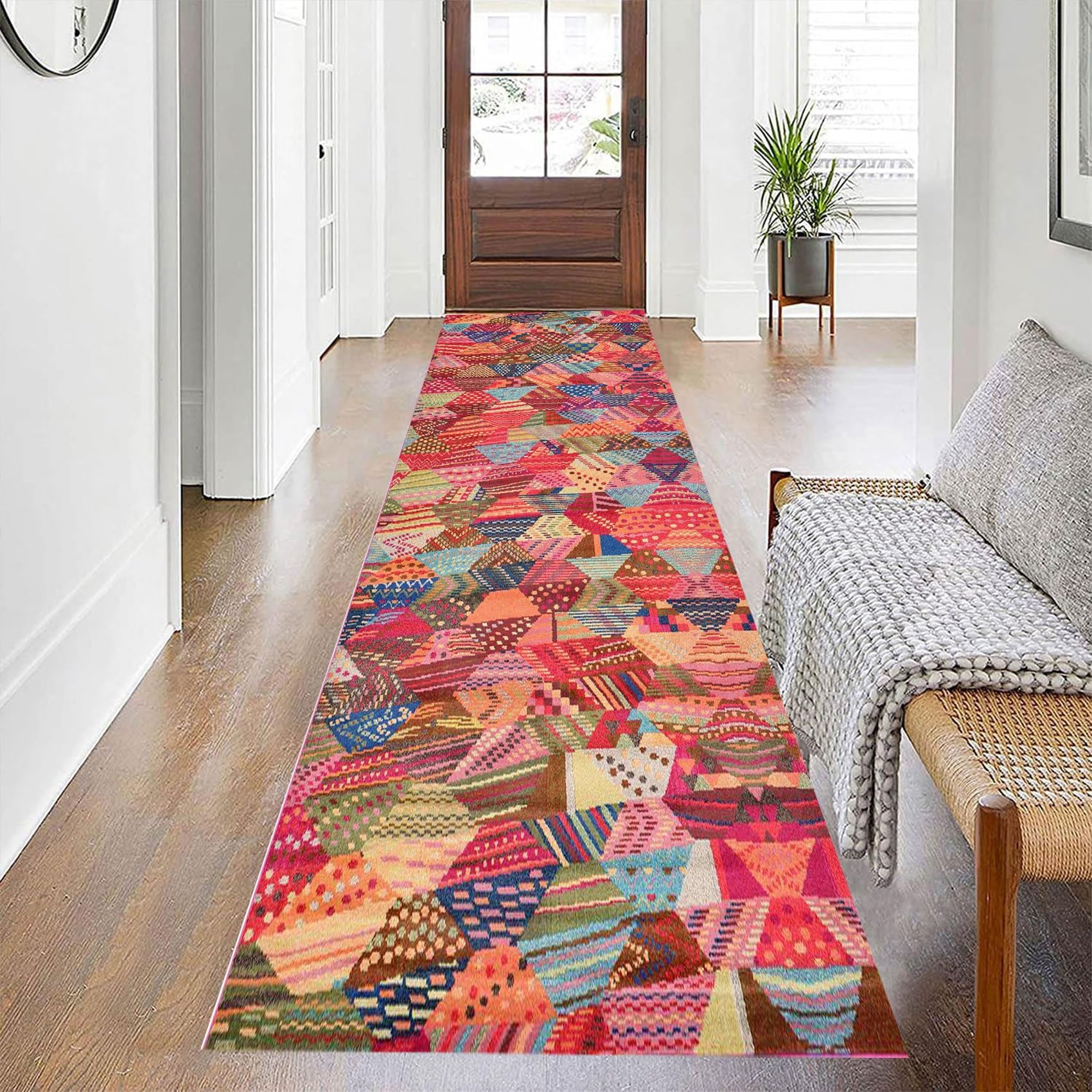 Tapis salle de bain antidérapant et long tapis de couloir rose pour décoration