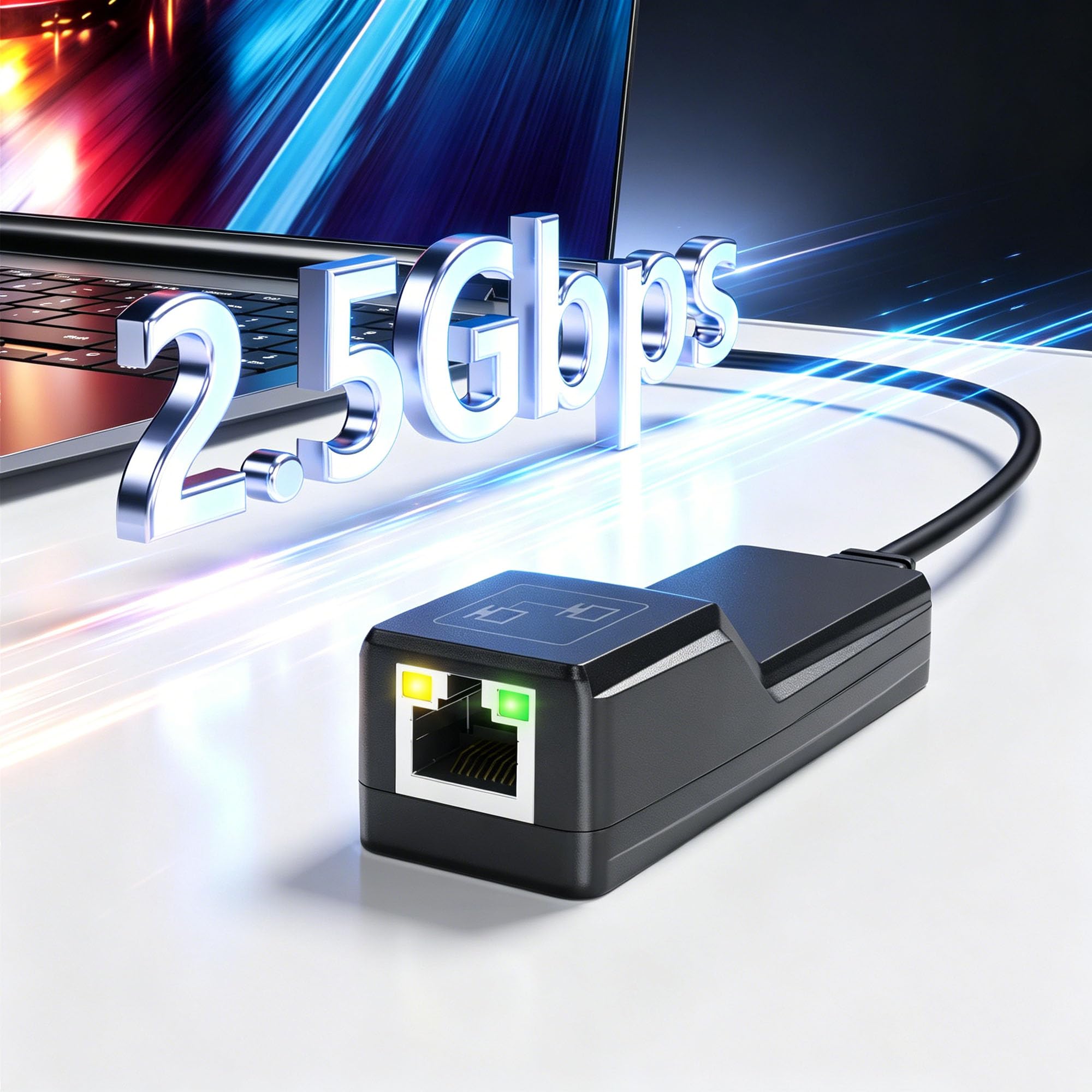 SpeedFlow C2.5 – Adaptateur Ethernet USB-C 2,5 Gbps – Vitesses Réseau 2,5 Gbps / 1 Gbps / 100 Mbps – pour PC, Ordinateurs Portables, Gamers et Professionnels