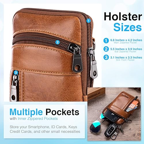 Miniatura 2 de hengwin Bolso cruzado de cuero genuino para hombresmujeres, bolso pequeño mensajero para teléfono celular, bolsa de hombro para pasaporte