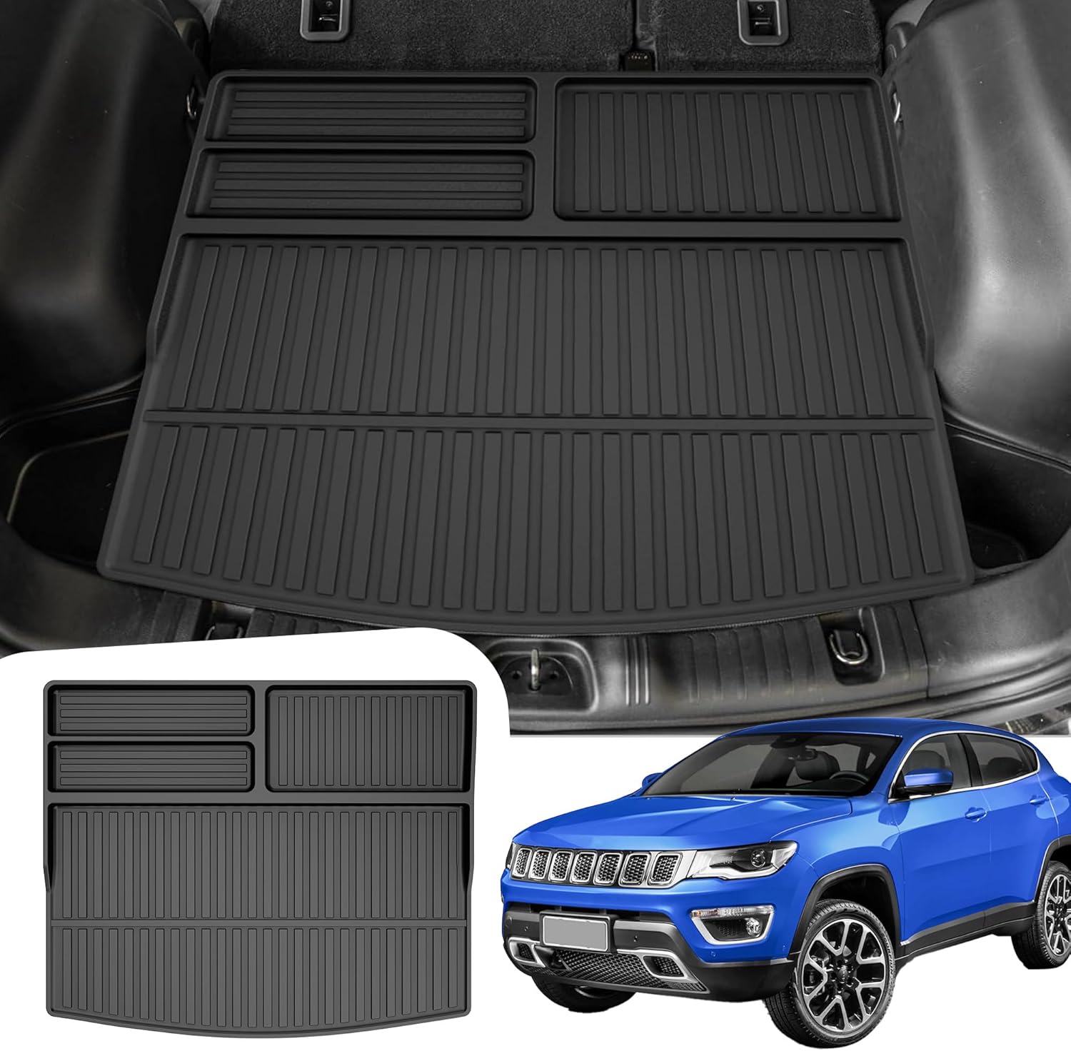 Cargo Mat Compatible with 2017-2024 Jeep Compass Cargo Liner TPE Trunk Mat fit for 2017 2018 2019 2020 2021 2022 2023 2024 Jeep Compass Accessories (Cargo Mat) for 2017-2024 Jeep Compass
