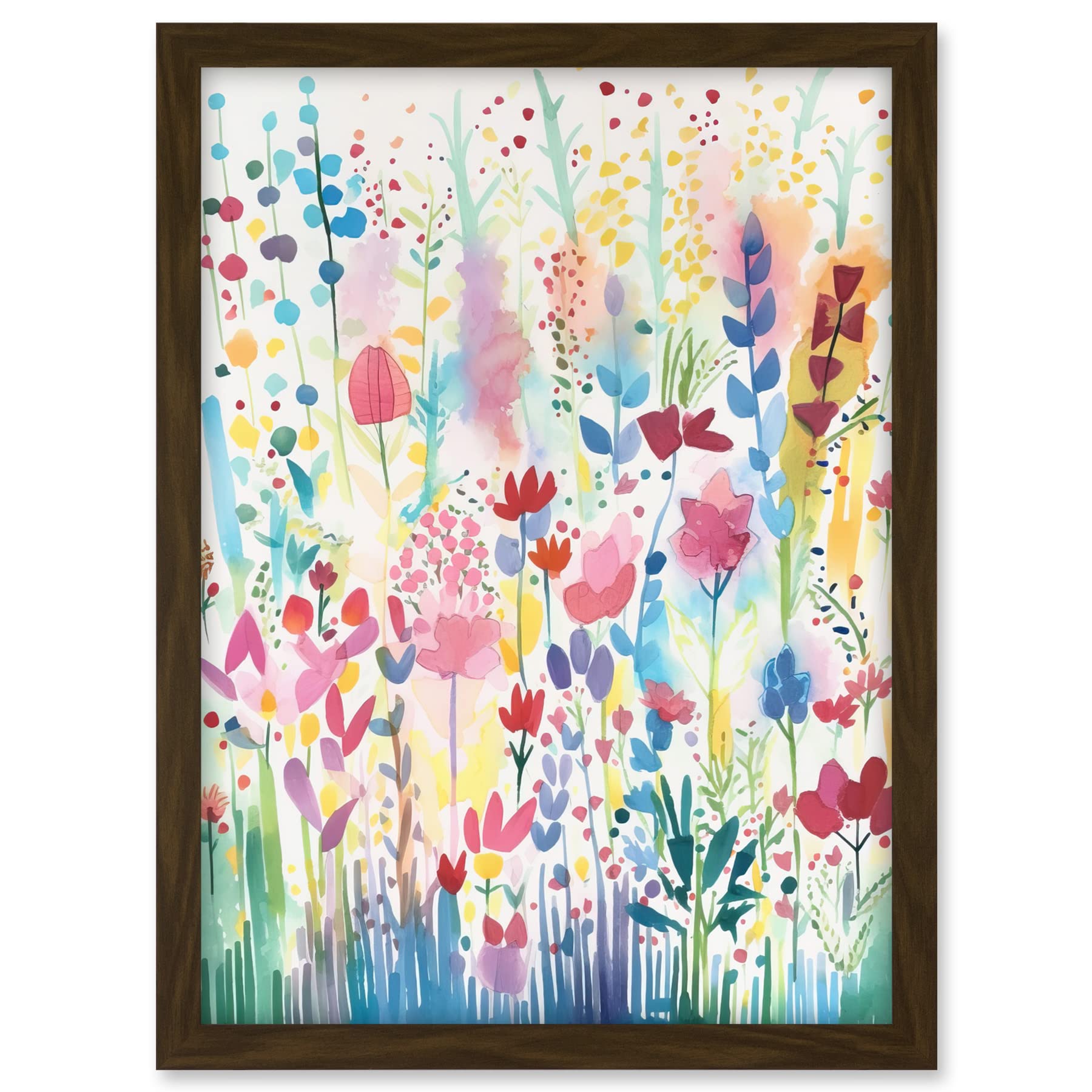 Artery8 Soft Pastel Wildflower Floral Folk Art Artwork Framed A3 Wall Art Print