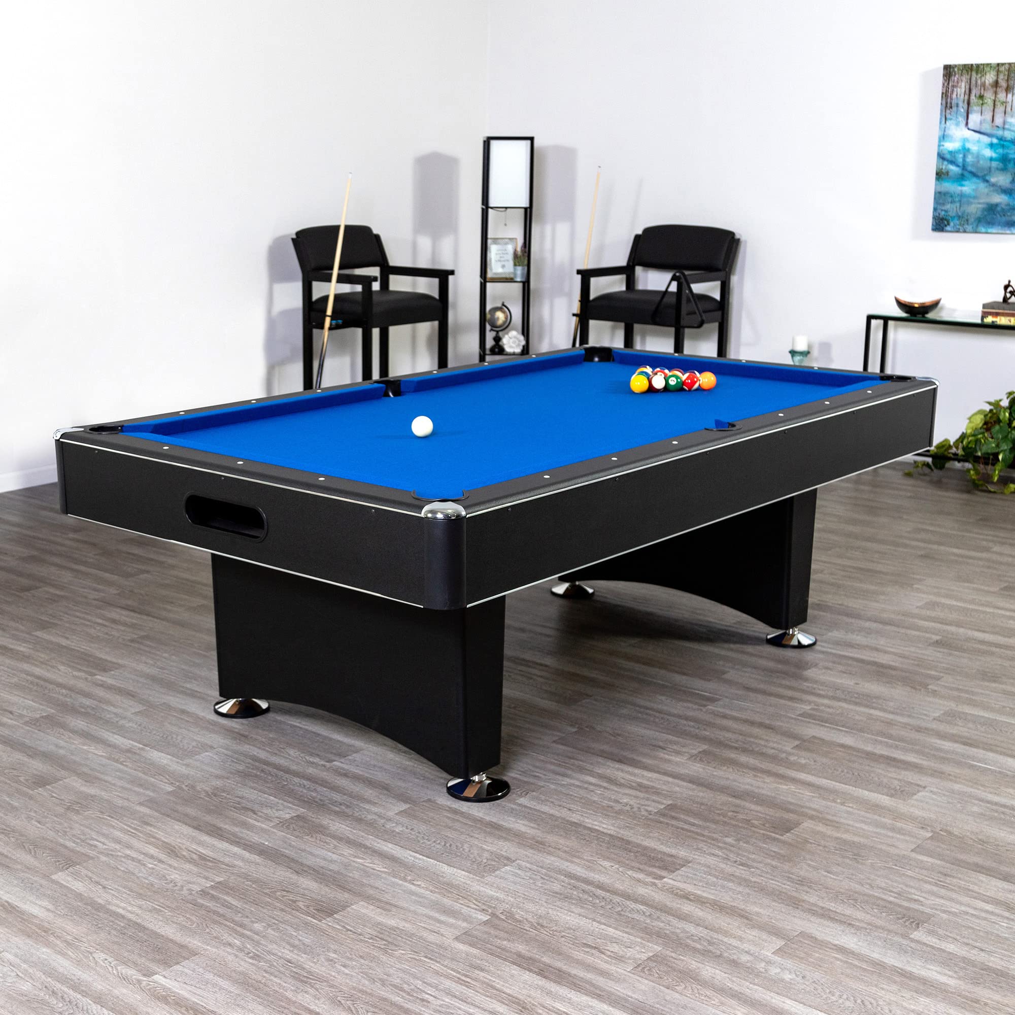 Hathaway Hustler 7’8’ Pool Table with Blue Felt, Internal Ball Return System, Easy Assembly