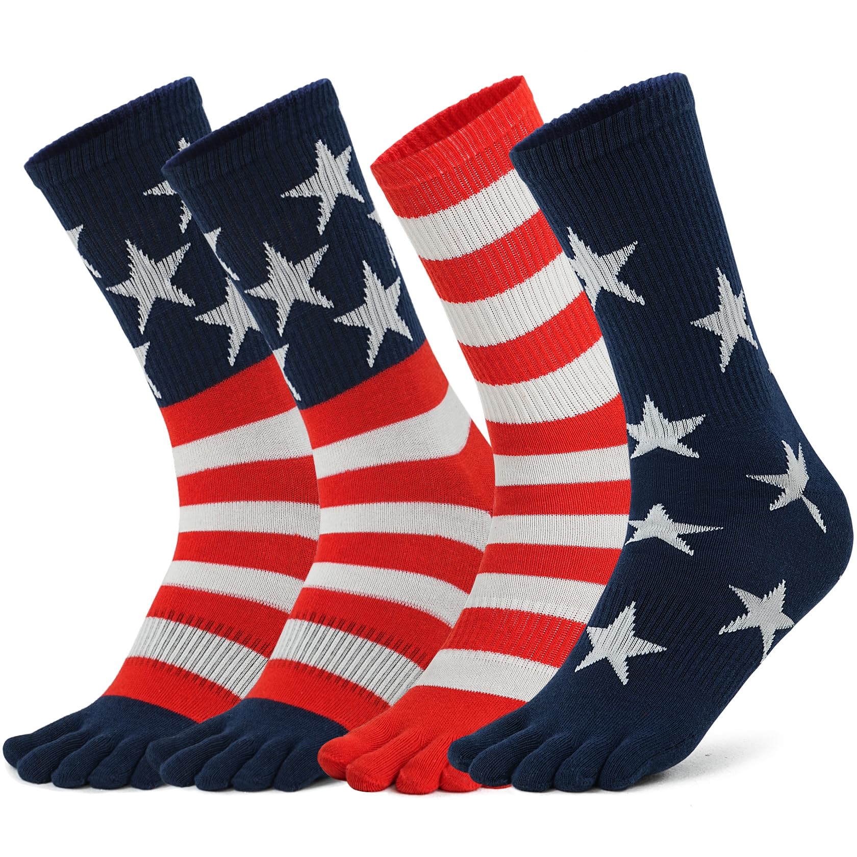 American Flag Toe Socks For Men Or Women Trump 2024 Crew Five Finger Socks Stripe Patriotic Freedom Day Gifts