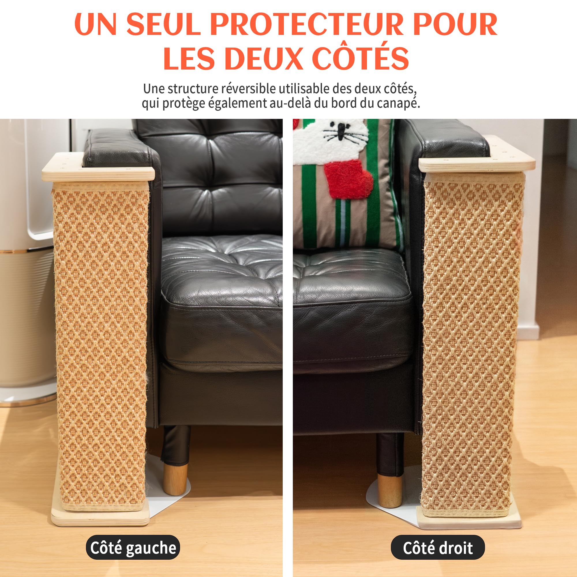 PETKARAY Grattoir d'angle pour chat - 61 cm - En sisal - Protection contre les griffes de chat - Protection contre les griffes de chat - Pour chat