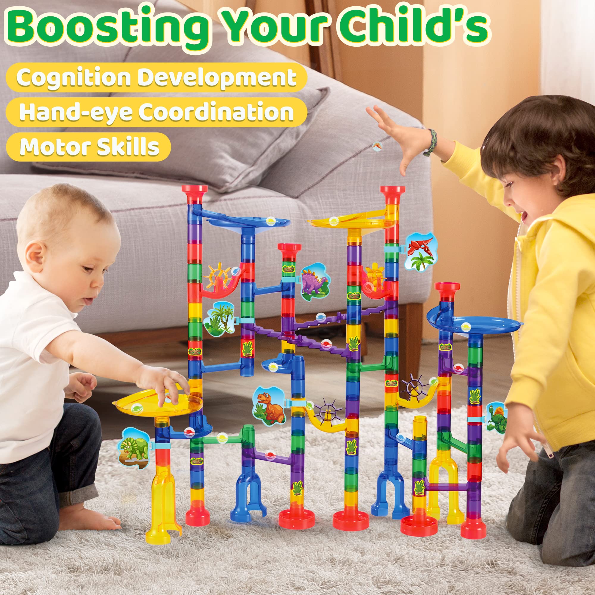 Buy JOYIN Dinosaur Theme Marble Run Set, 162Pcs Kids Marble Race Game, Building Marble Tower