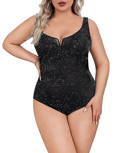 See Though Sexy Mesh Sleeveless Bodysuit for Women Sheer Sparkle