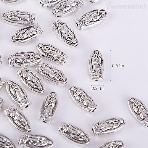 Miniatura 6 de Framendino, Cuentas de Virgen María, Nuestra Señora de Guadalupe, abalorios de Virgen María, cuentas espaciadoras sueltas para hacer joyas