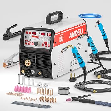 ANDELI 220V Aluminum MIG Welder,MIG TIG CUT COLD & MMA MIG Welding and Flux Welding without Gas Cold Welder 5 in 1 Multiprocess Welder Aluminum Welding Machine MCT-520DPL Pro