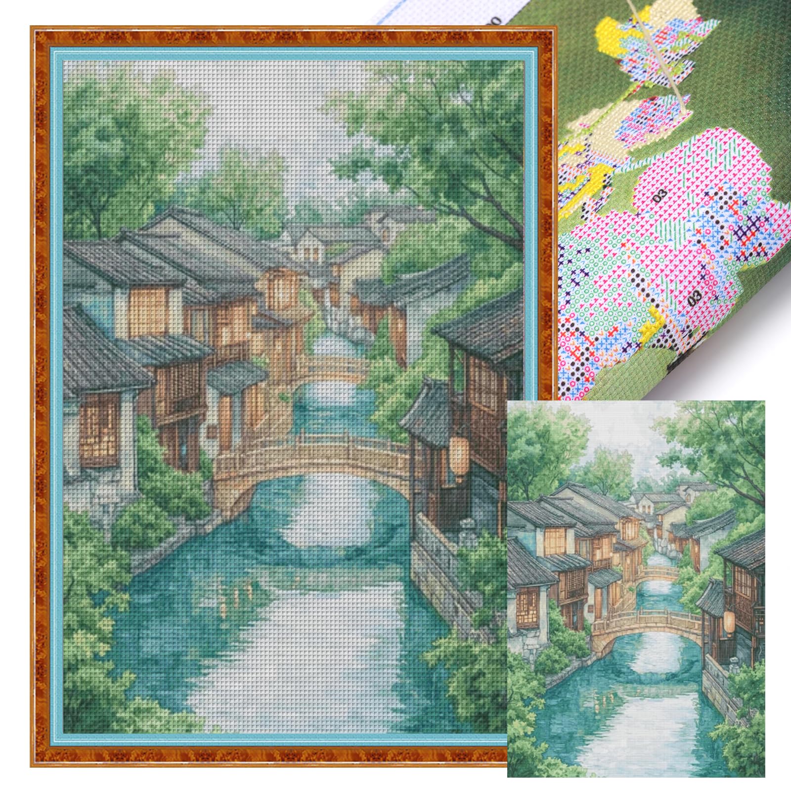 Kexpery 4 Seasons Full 14CT Cross Stitch Embroidery Kit Large Format Numbers 70x95cm for Beginners and Adults Home Wall Decor