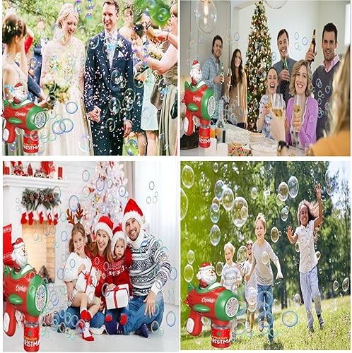 Miniatura 5 de Pistolas de burbujas, máquina automática de burbujas de Navidad para niños, más de 7000 burbujas por minuto de luz para niños a partir de 3 años,