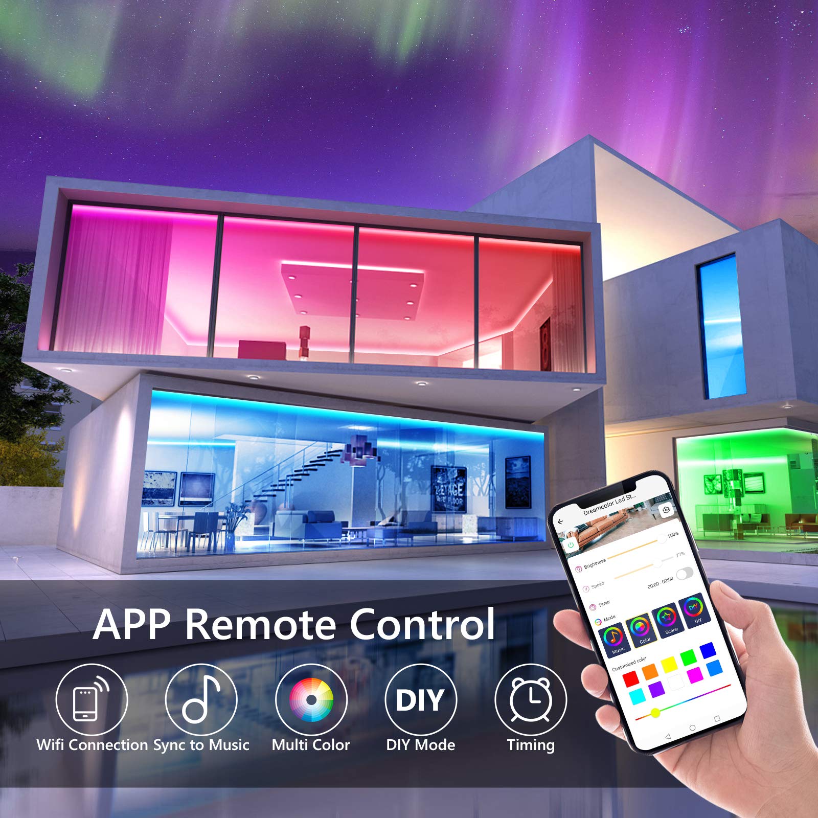 Smart RGB LED Strip Lights, TASMOR 32.8 
