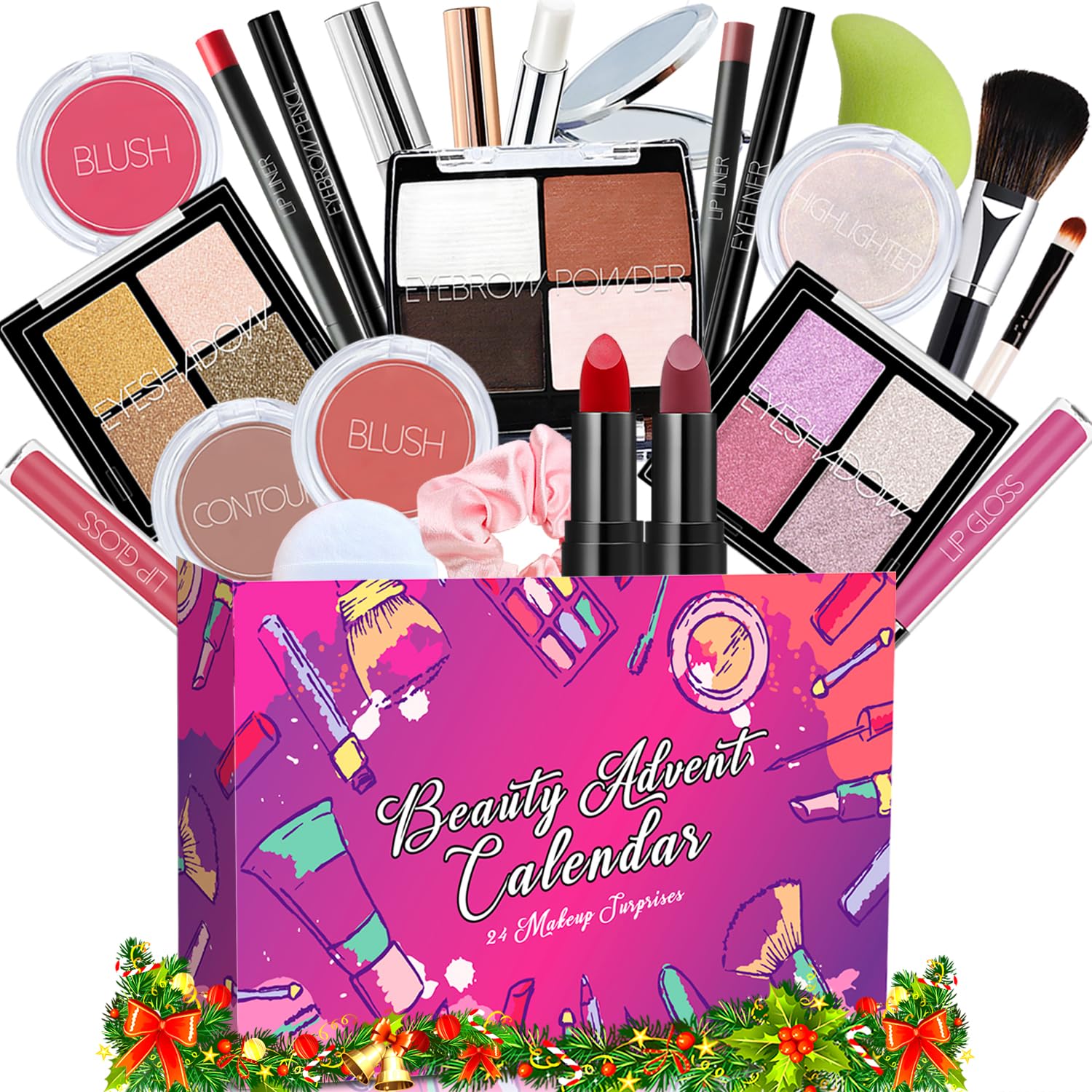Makeup Advent Calendar 2025 Teen Girls Women Beauty Countdown Calendar Christmas Gifts for Women Teen Girl Trendy Stuff Unique Make up Set Gifts Mascara Lipstick Blush Advent Calendar 2025
