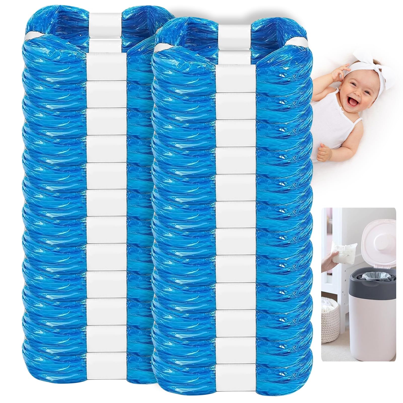 24 Stück Windeleimer Nachfüllkassetten, Nachfüllfolie Kompatibel mit Tommee Tippee, Angelcare, Achteckiger Windeleimer, LitterLocker