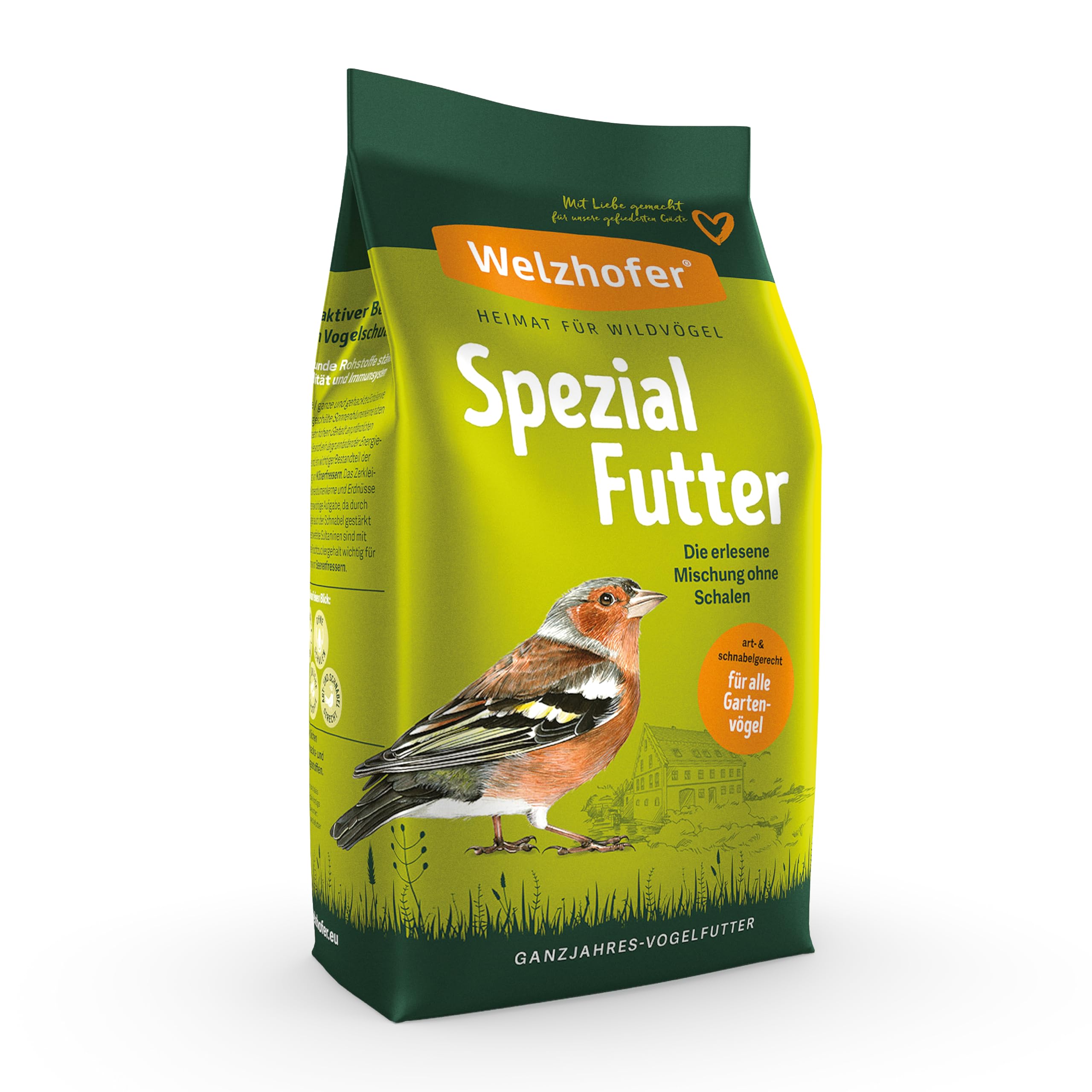 Spezialfutter 10kg - Schalenlose Mischung für Wildvögel für Balkon & Terrasse, perfekt für Beeren- & Körnerfresser. Gesunde Ernährung, Basis für Vitalität & Starkes Immunsystem