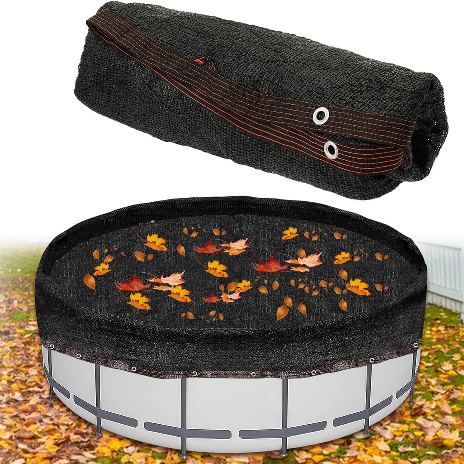 Bâche Piscine Ronde, Filet HDPE Anti-Feuilles pour Piscine Hors Sol | Maille perméable, œillets métalliques, bords renforcés, feuilles et débris, bassin, automne et hivernage(6.5m/21.3FT)