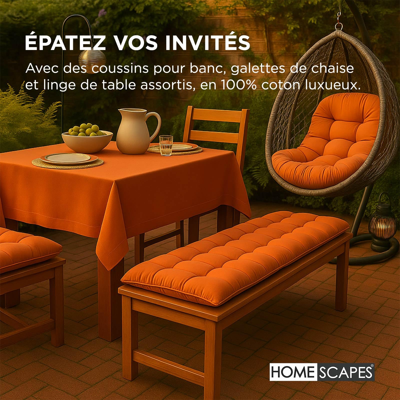 HOMESCAPES Coussin pour Fauteuil Suspendu extérieur, Coussin de Rechange pour Fauteuil œuf – Usage intérieur et extérieur - Terracotta