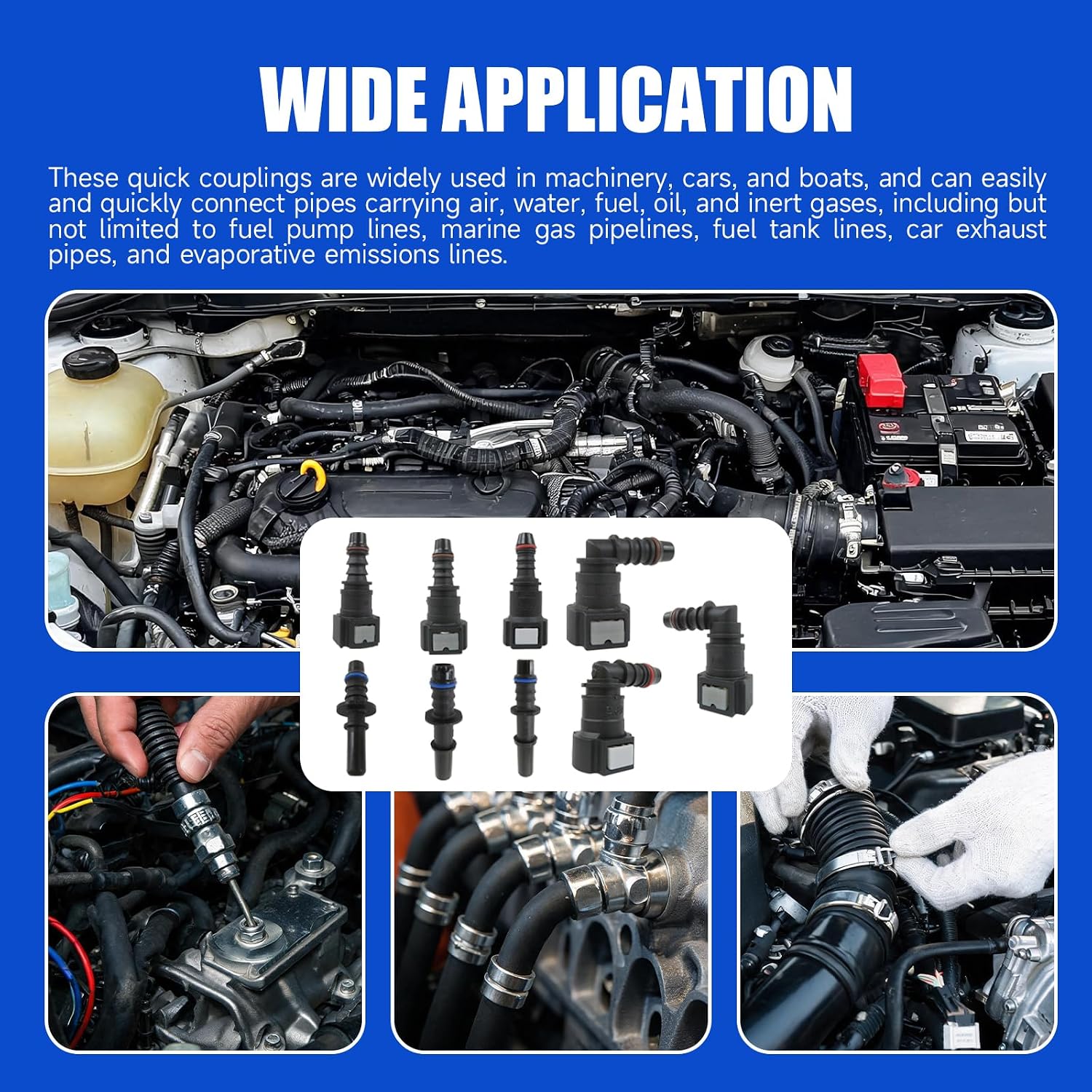 USonline911 Fuel Line Quick Connect Kit, Assorted 5, 16 3, 8 24 PCS