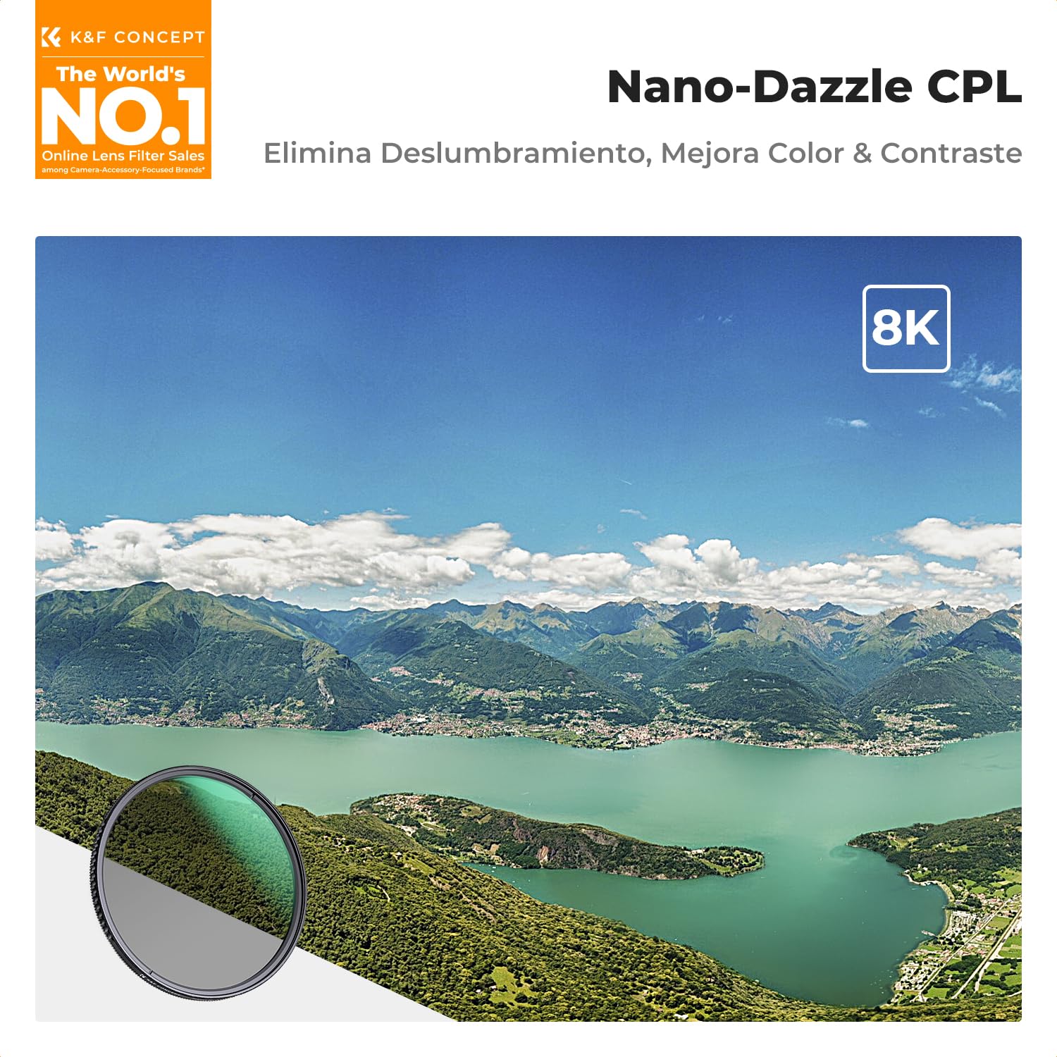K&F CONCEPT Nano-D Filtro 82mm Polarizador Circular CPL Slim HD de Vidrio Óptico con 24 Capas Nano Revestimiento