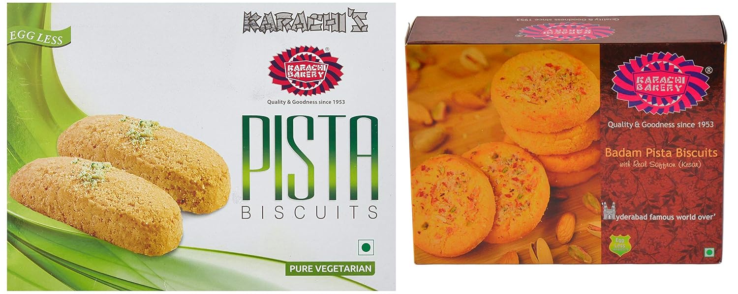 Karachi Bakery Badam Pista Biscuits, 400g + Karachi Bakery Biscuits
