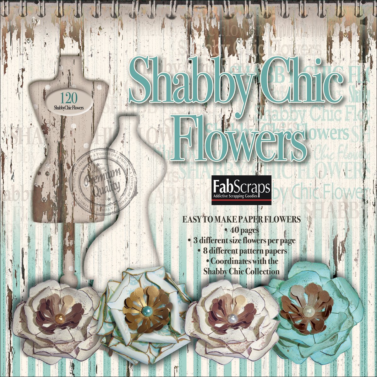 FabScraps Shabby Chic Paper Roses Die-Cut Pad-Makes, 120 Flowers