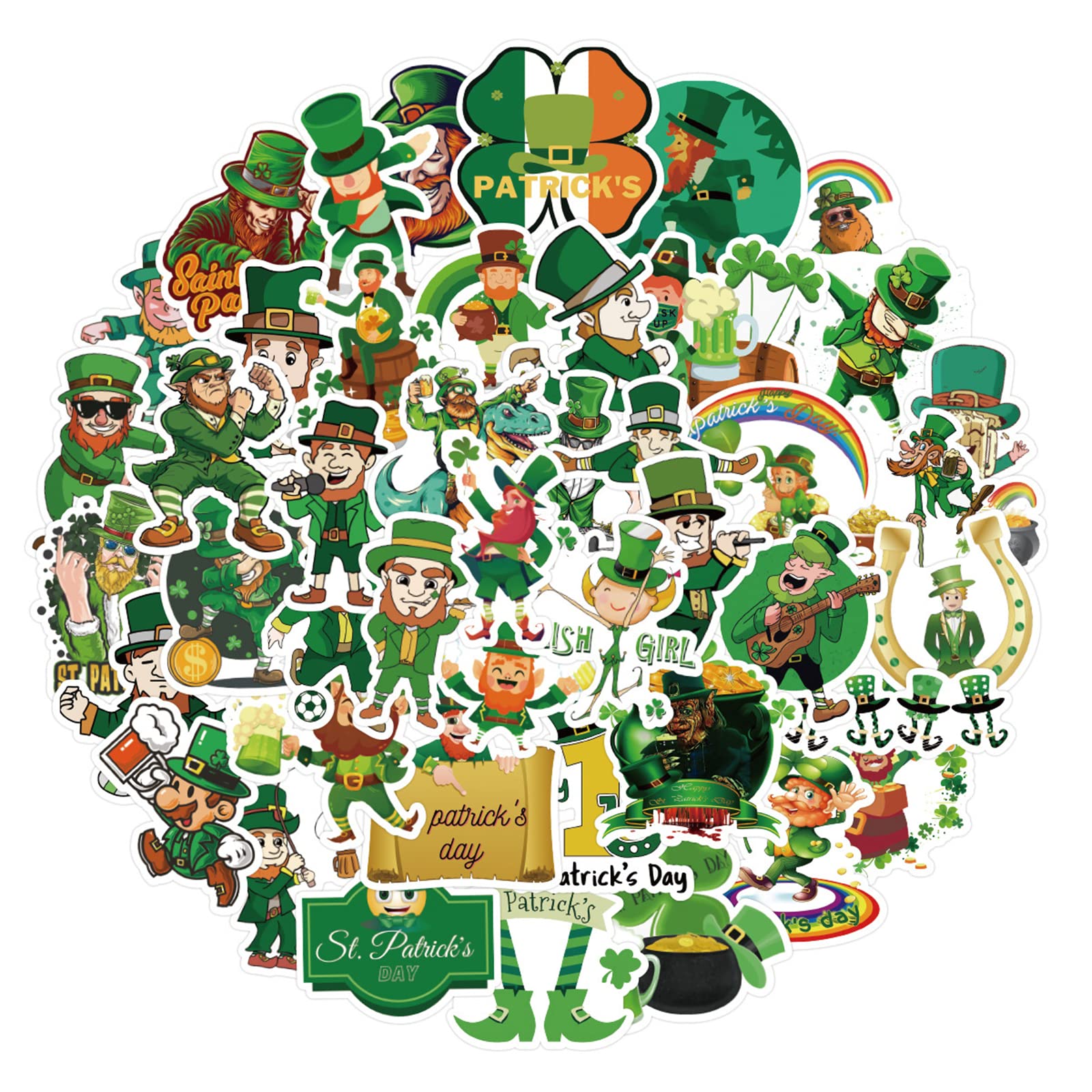 50 Pcs St.Patrick's Day Stickers Shamrock Stickers, Vinyl Waterproof Stickers for Kids Teens Adults Gift St. Patrick's Day Decorations Party Supplies (st.Patrick's Day)