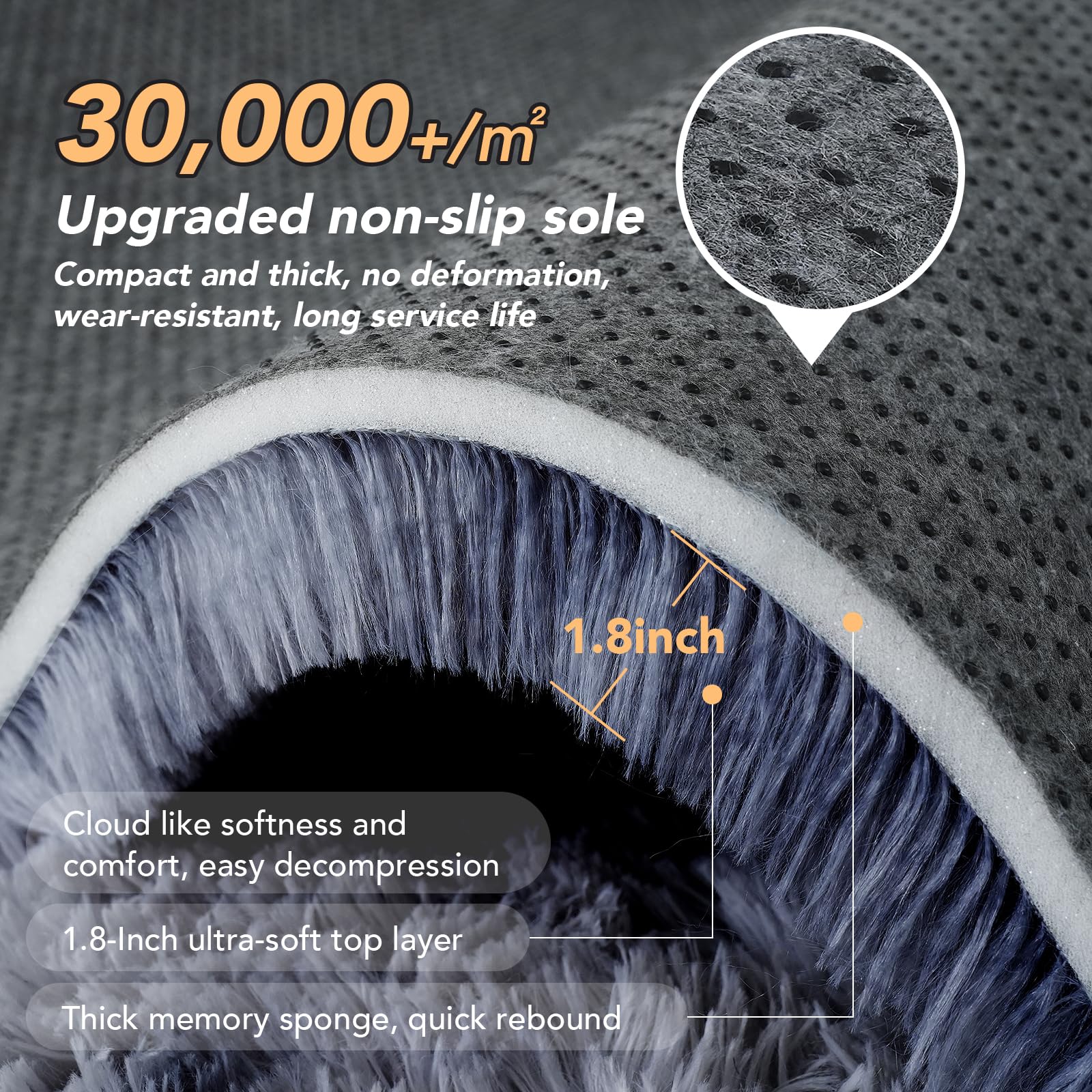 Tapis pelucheux pour salon : Tapis pelucheux à poils longs pour salon, chambre à coucher, chambre d'enfant – Tapis pelucheux doux et pelucheux pour salon, chambre à coucher, chambre d'enfant (gris