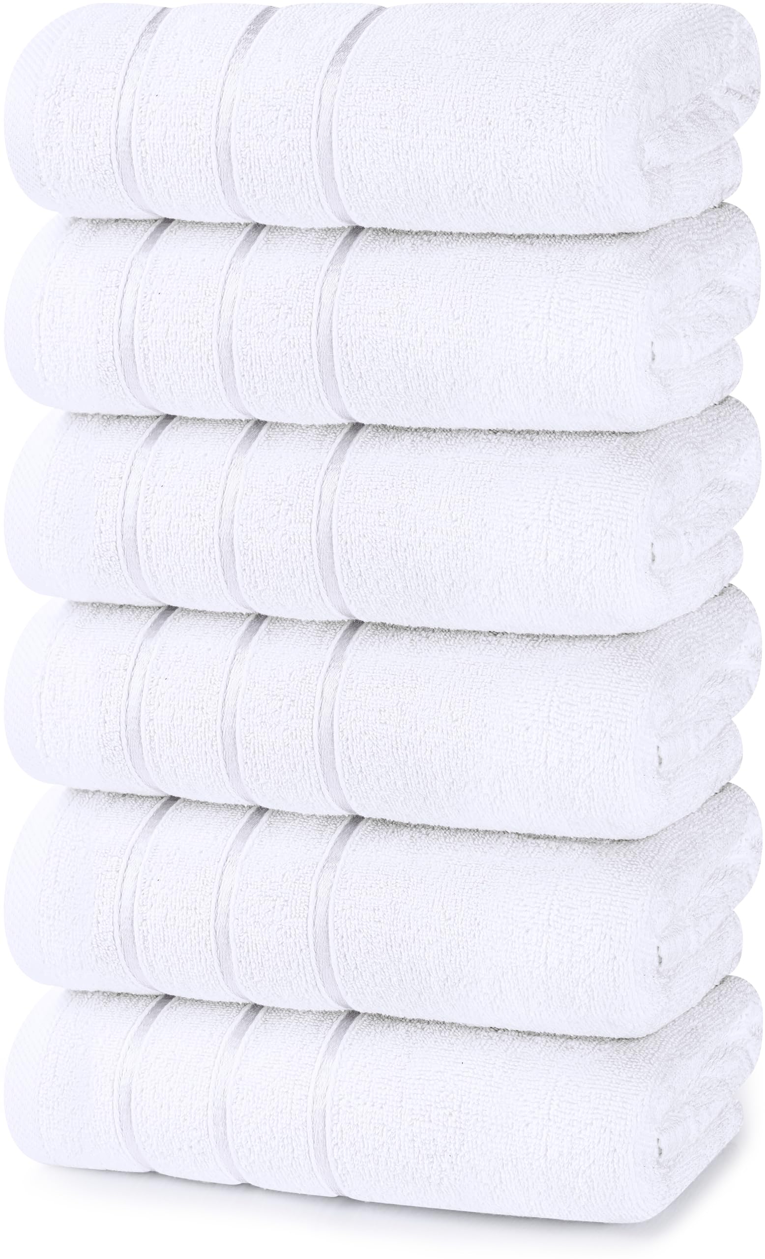 6 Pack Viscose Hand Towels Set, (16 x 28 inches) Ring Spun Cotton, Ultra Soft and Highly Absorbent 600GSM Towels for Bathroom, Gym, Shower, Hotel, and Spa (White)