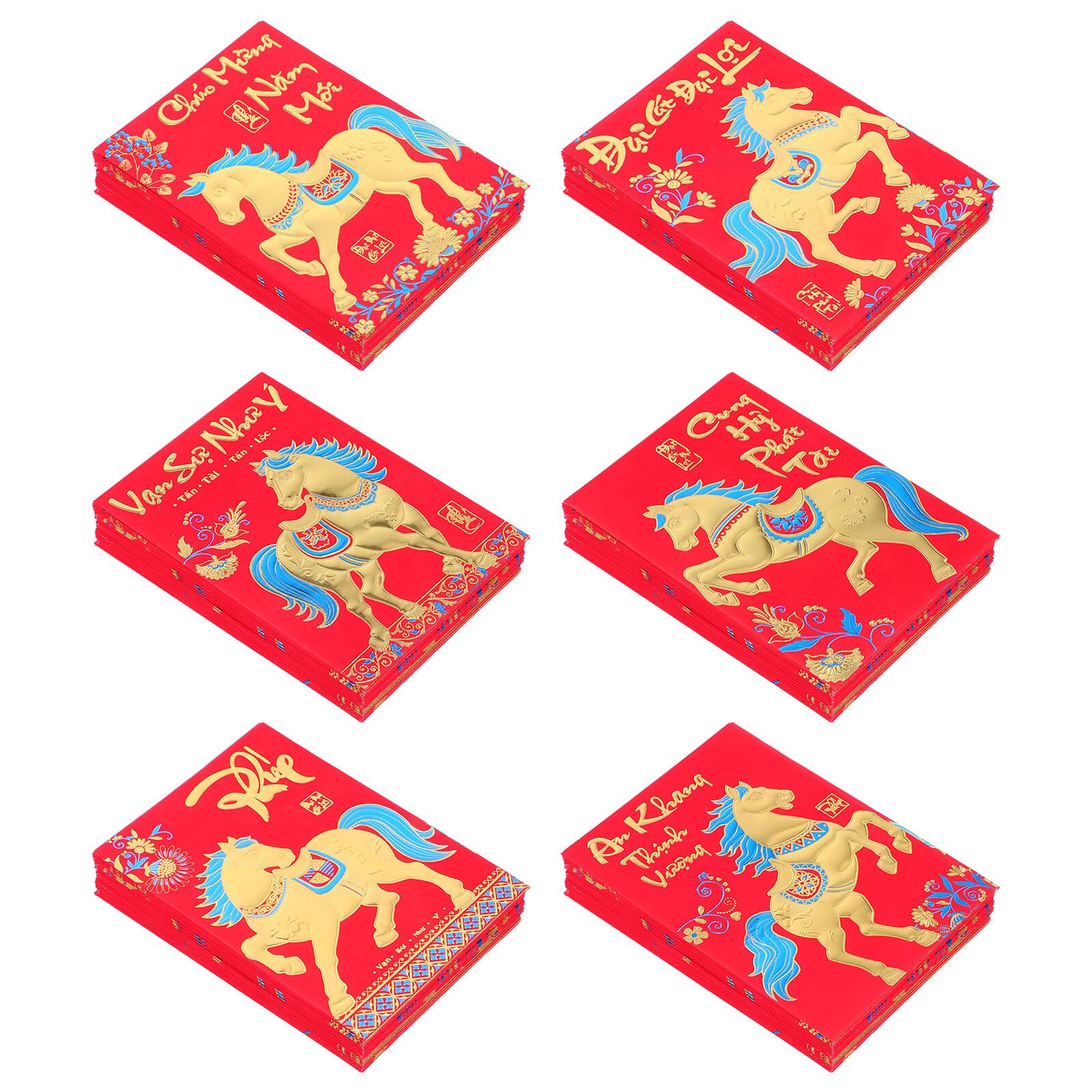 Cabilock 360 Piezas Sobres Rojos Año del Caballo Sobres de Dinero Rojos Año Vietnamita Festival de Bodas y Fiestas