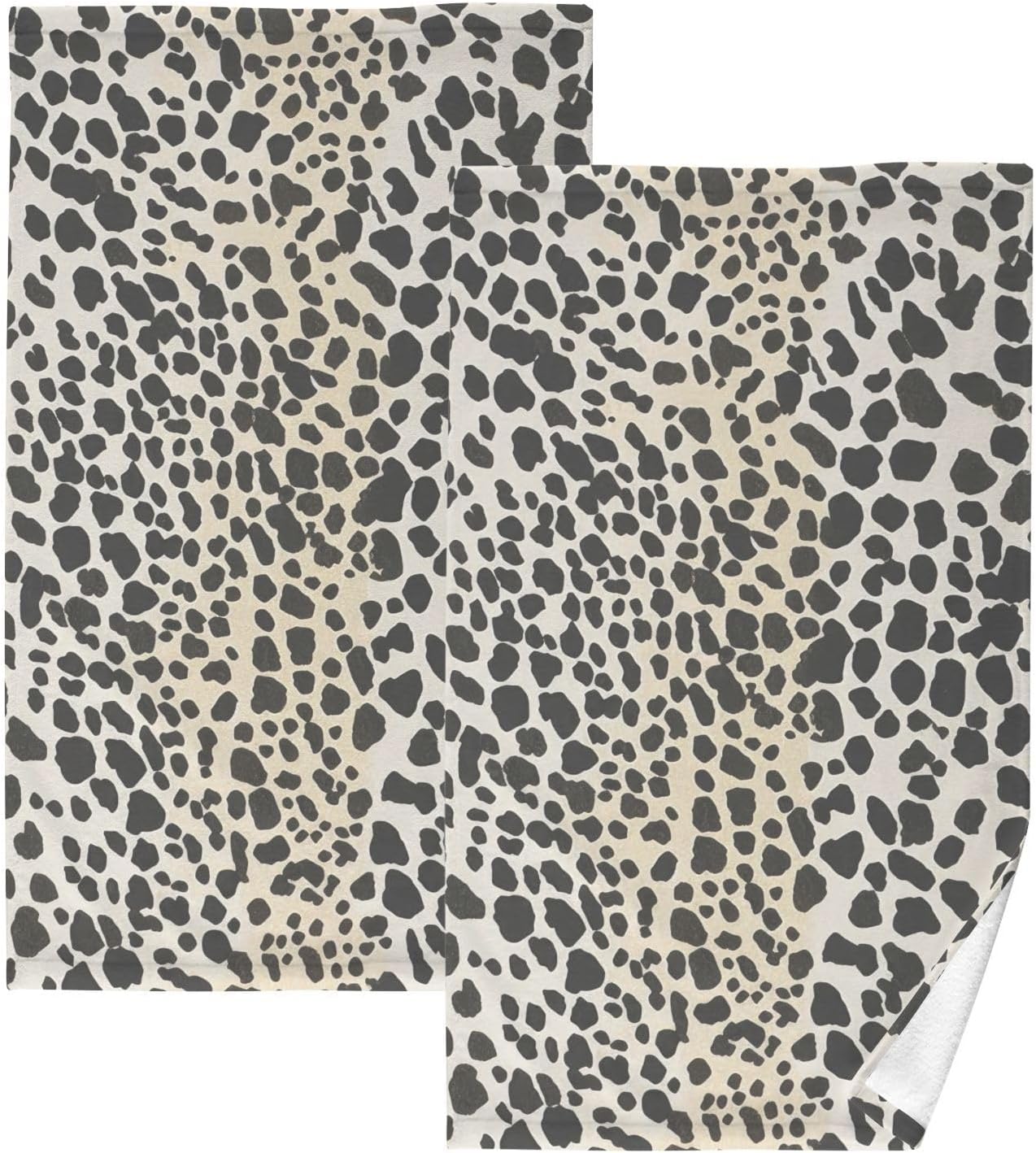 Cotton Hand Towels Set - Leopard Black White Skin Print for Bathroom Kitchen Travel 16×28 in/2 Pcs, Bath Towels Lightweight Quick Dry