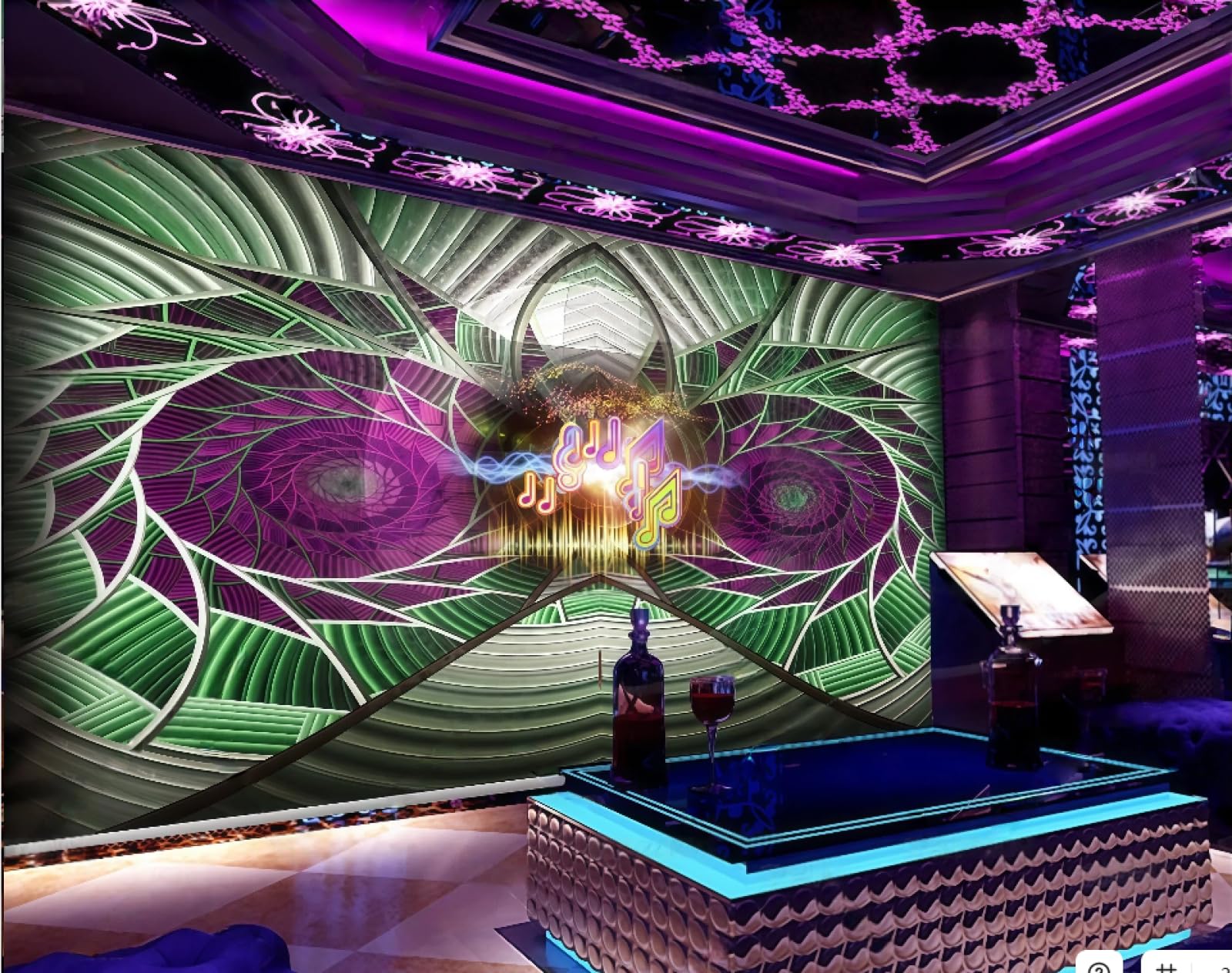 Rskjdghshd 3D Wallpaper Fashion Space Music Cool Art Theme Nightclub Bar Western Restaurant Background Wall Mural Afternoon Tea Coffee Shop Wallpaper,,400X280cm