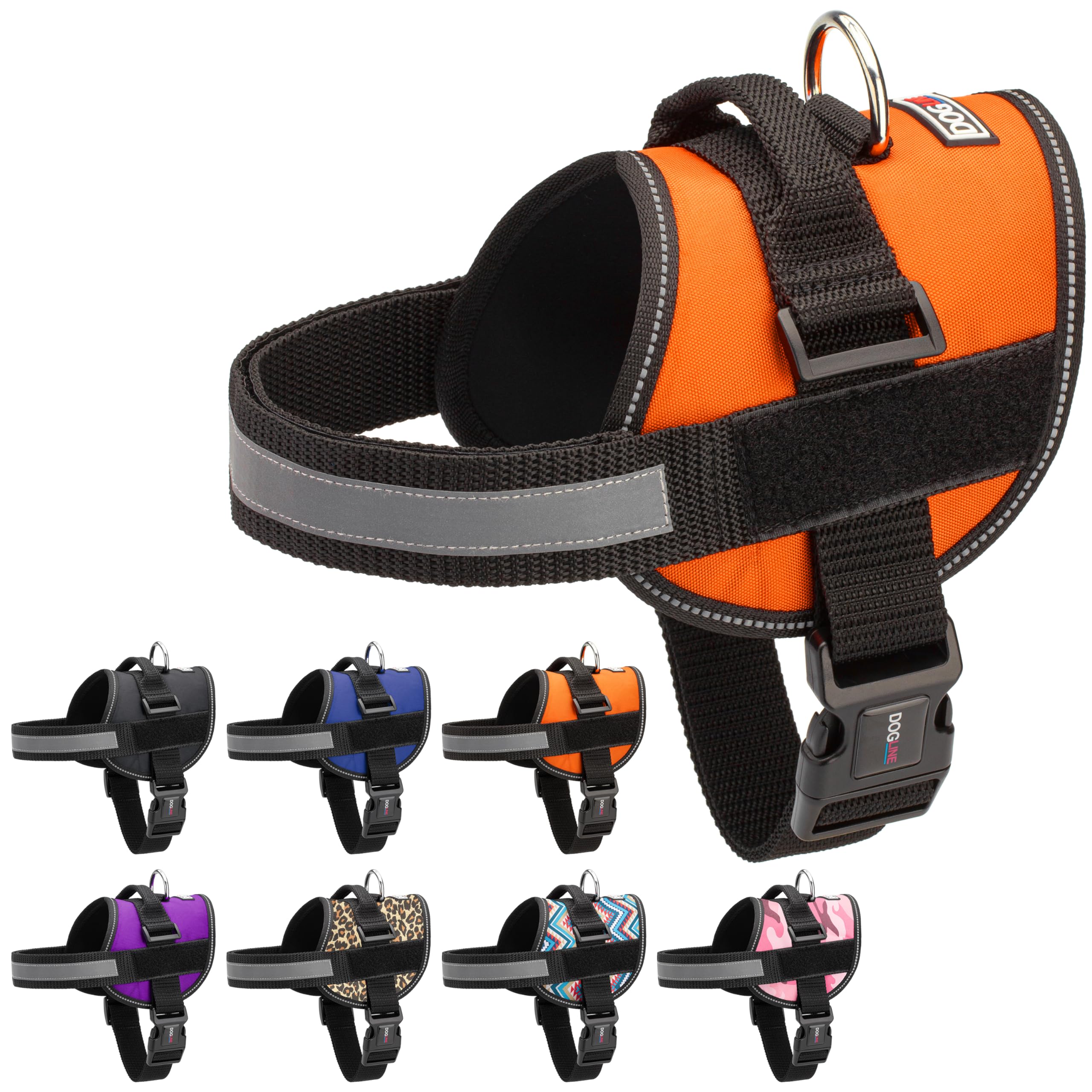 Dogline Dog Harness, Reflective No-Pull Adjustable Vest with Handle for Walking, Training, Breathable, No - Choke Harness for Small, Medium or Large
