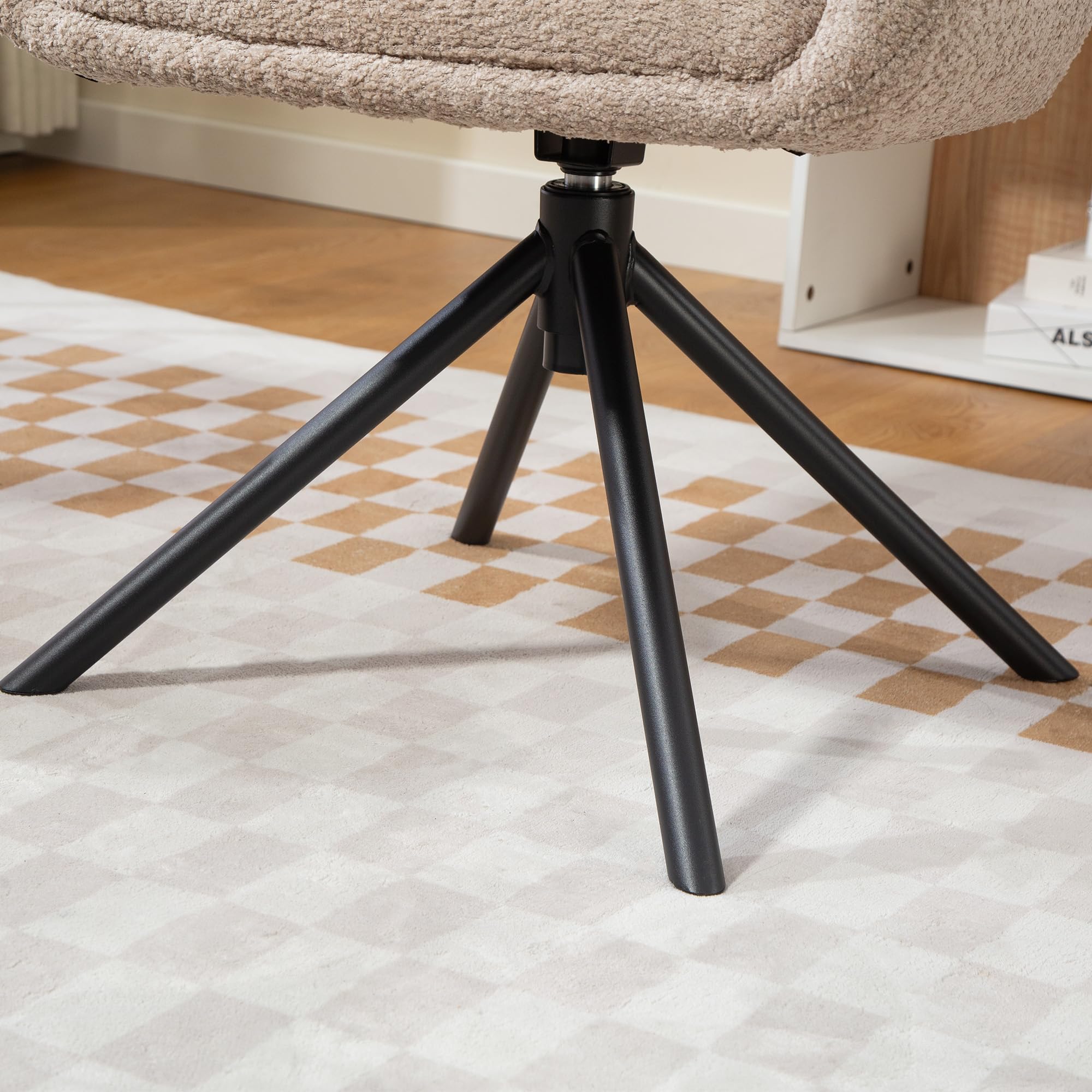 HOMCOM Sessel Wohnzimmer drehbar Loungesessel Relaxsessel mit Metallbeine Lesesessel mit Leinenoptik, Polstersessel für Schlafzimmer Hellbraun