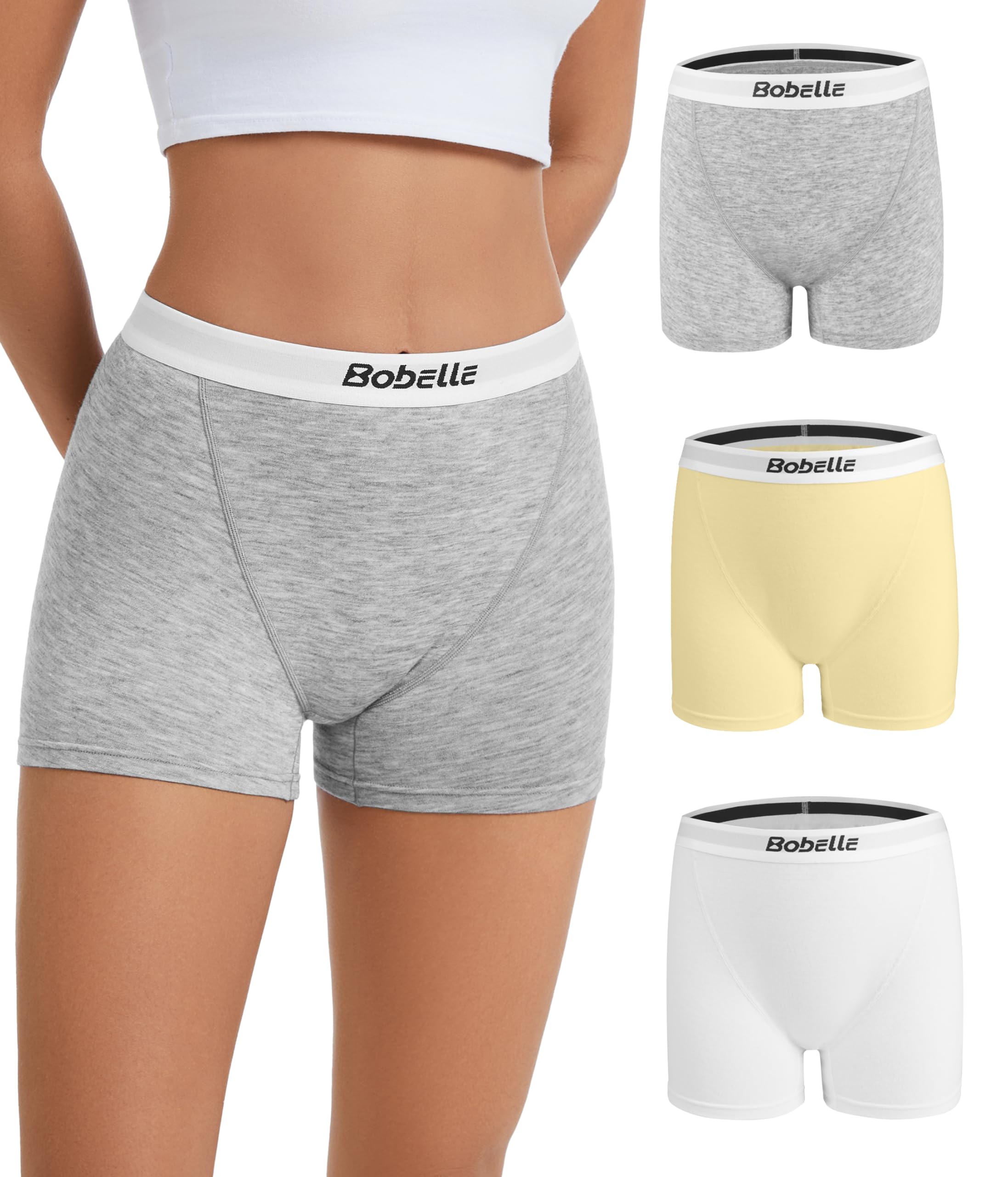Bobelle Wear Women's Multicolor02 Merino Wool Boxer Briefs For Soft Boyshort Underwear, Moisture Wicking Boxershort Panties 3 Packs (Uk, Alpha, M, Regular, Regular, 3, )