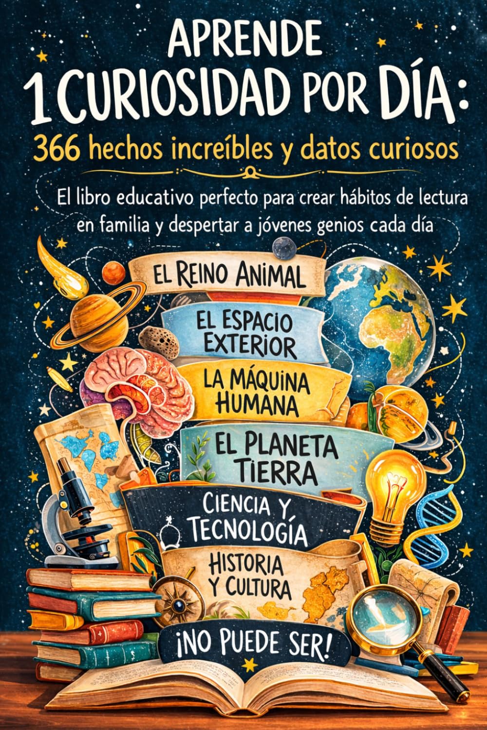 Aprende 1 Curiosidad por Día: 366 hechos increíbles y datos curiosos. El libro educativo perfecto para crear hábitos de lectura en familia y despertar a jóvenes genios cada día.